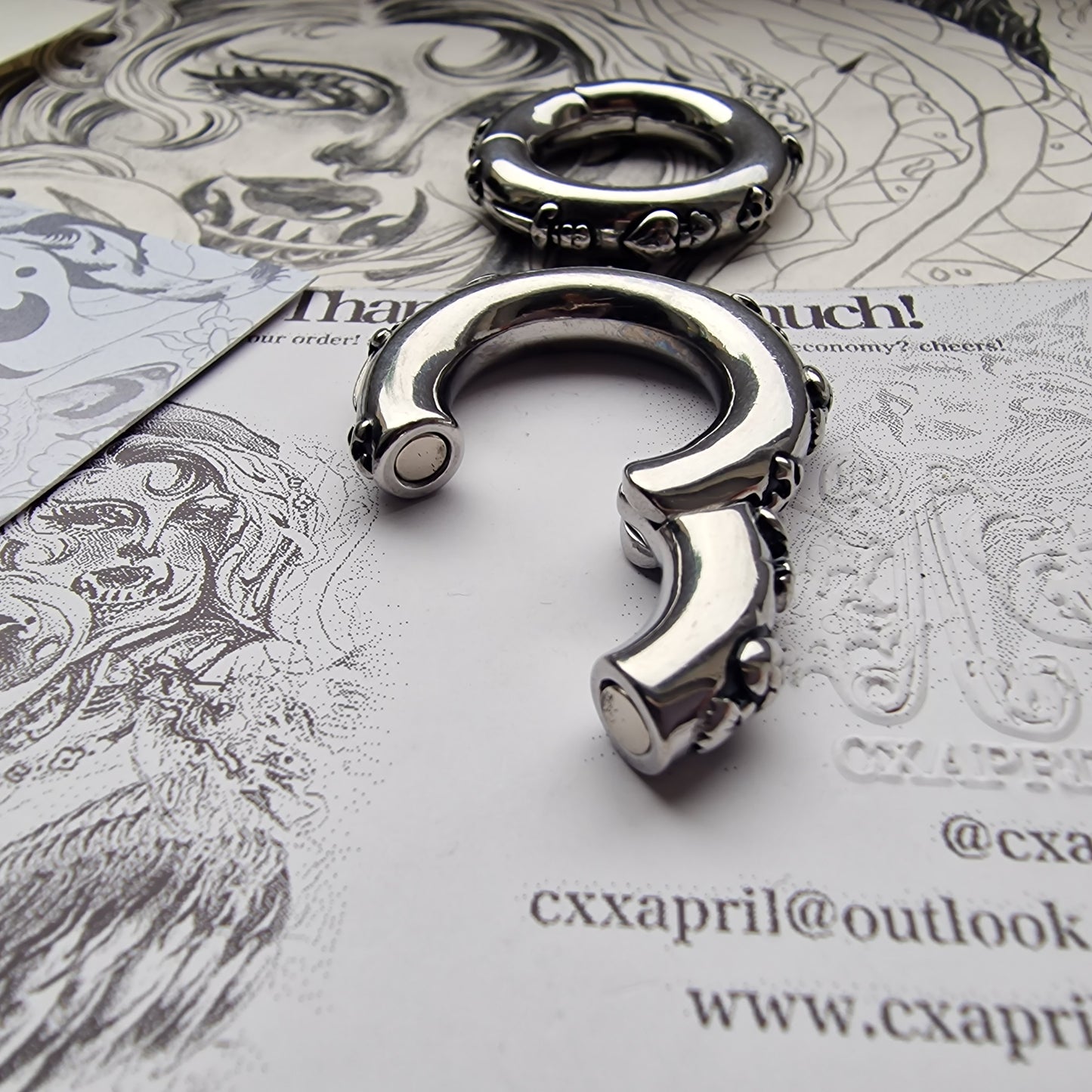 6MM 2G Silver Sacred Heart Herald Heart Hoops Cross Gold Ear Weights | Jewellery for Stretched Ears and Lobes
