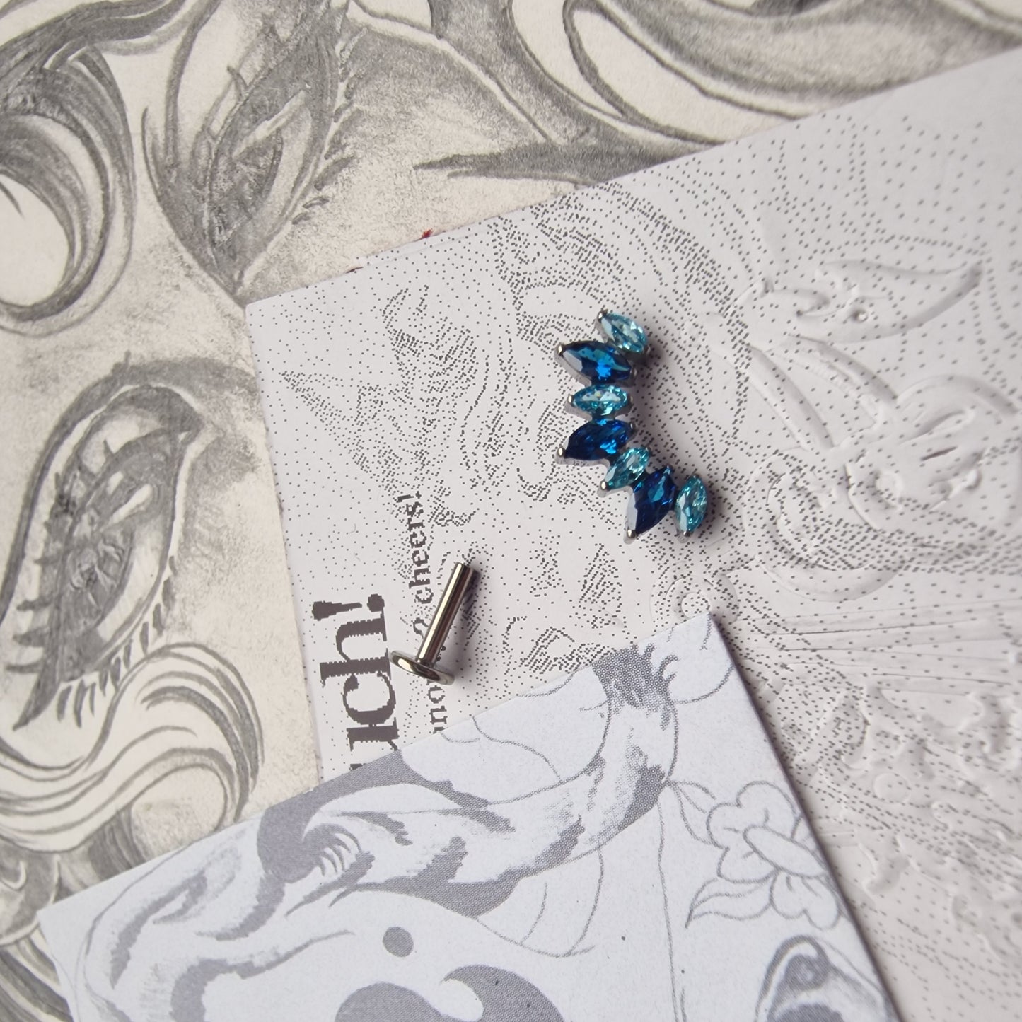 Icy Blue Zircon Titanium  helix Orbital Cartilage Stud | Body Jewellery