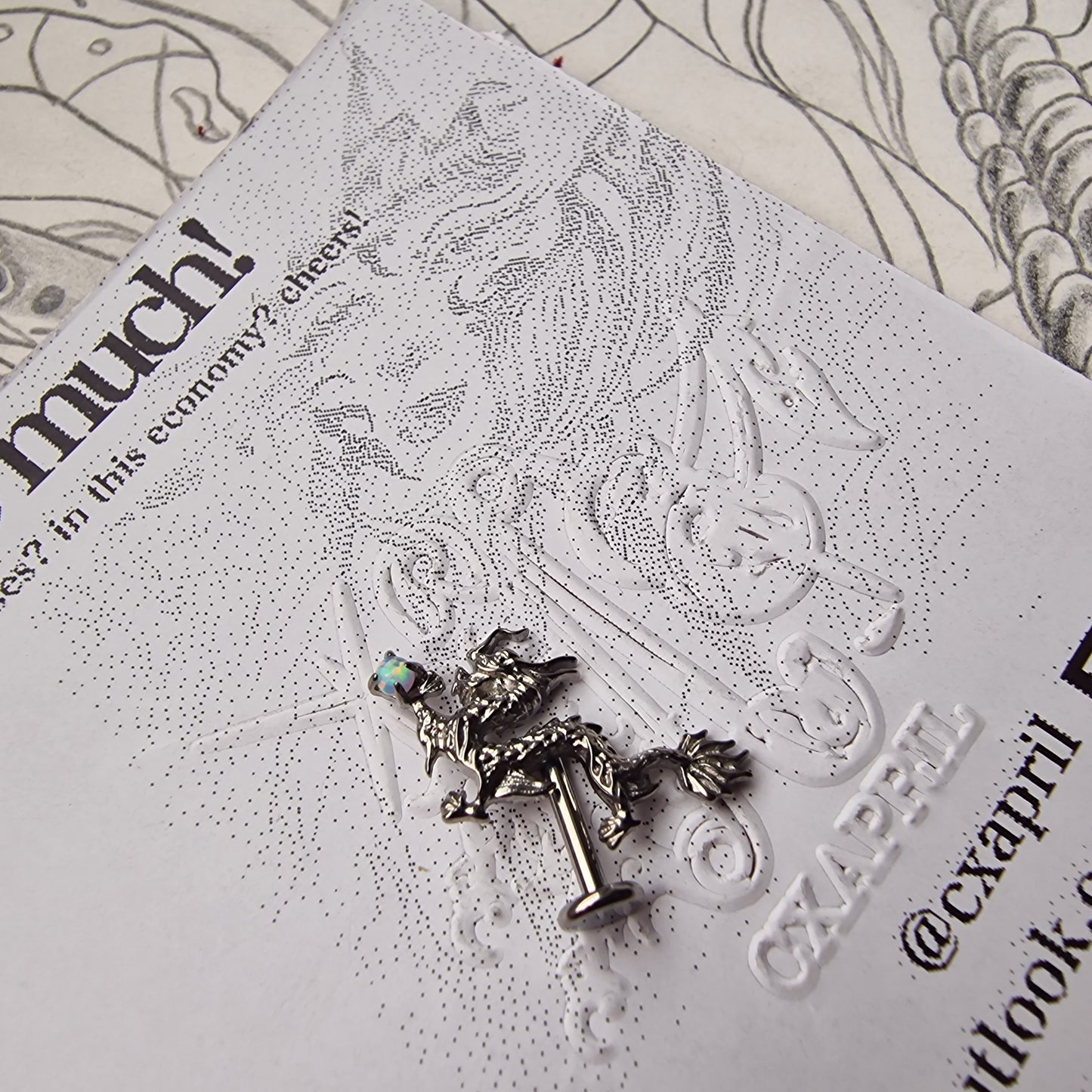 Anime Inspired Opal Dragon | Titanium Body Piercings and Jewellery