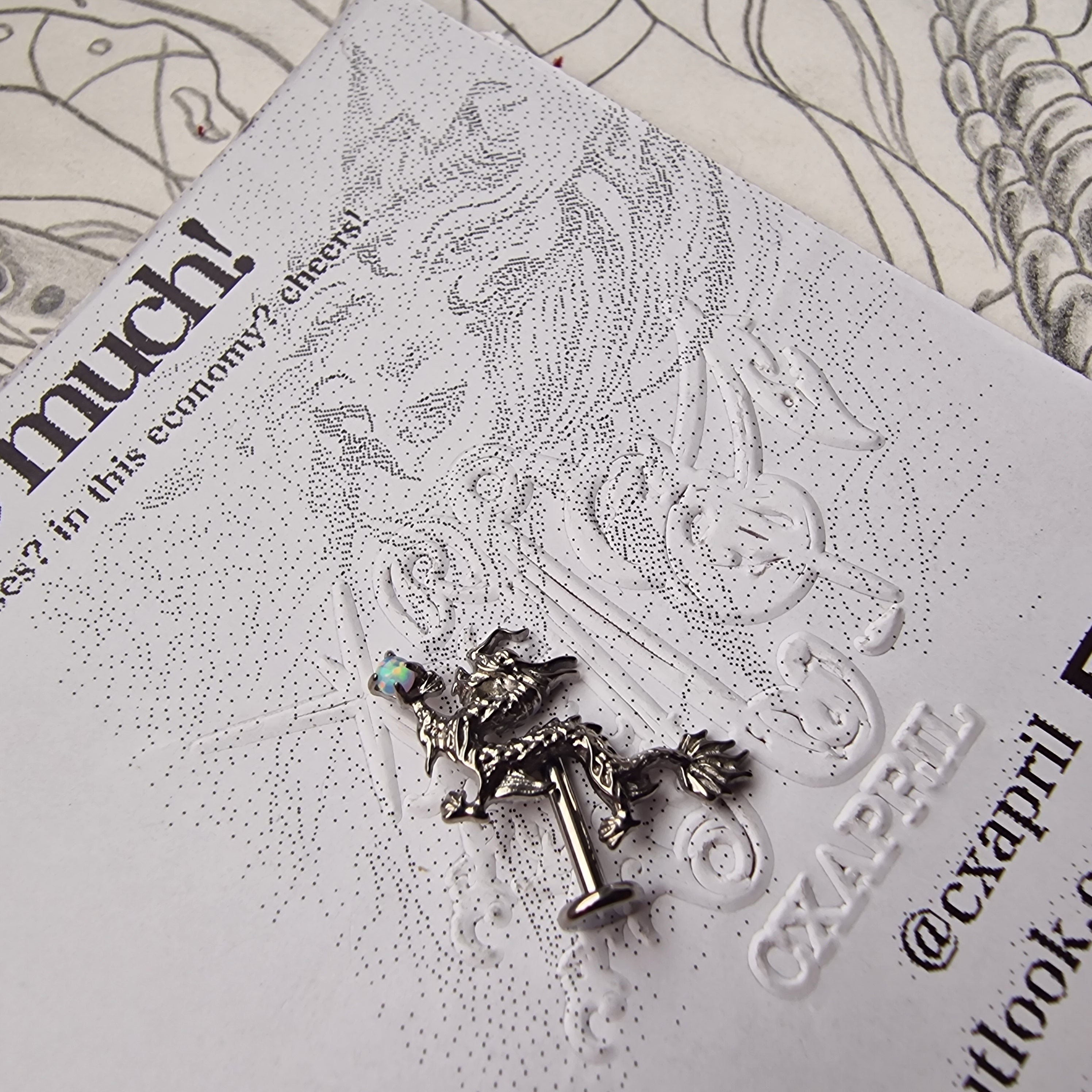 Anime Inspired Opal Dragon | Titanium Body Piercings and Jewellery