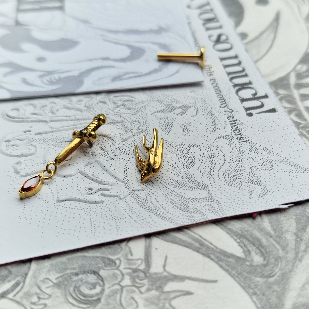 Gold Fantasy Titanium Cartilage Stud Set | Alt Body Jewellery