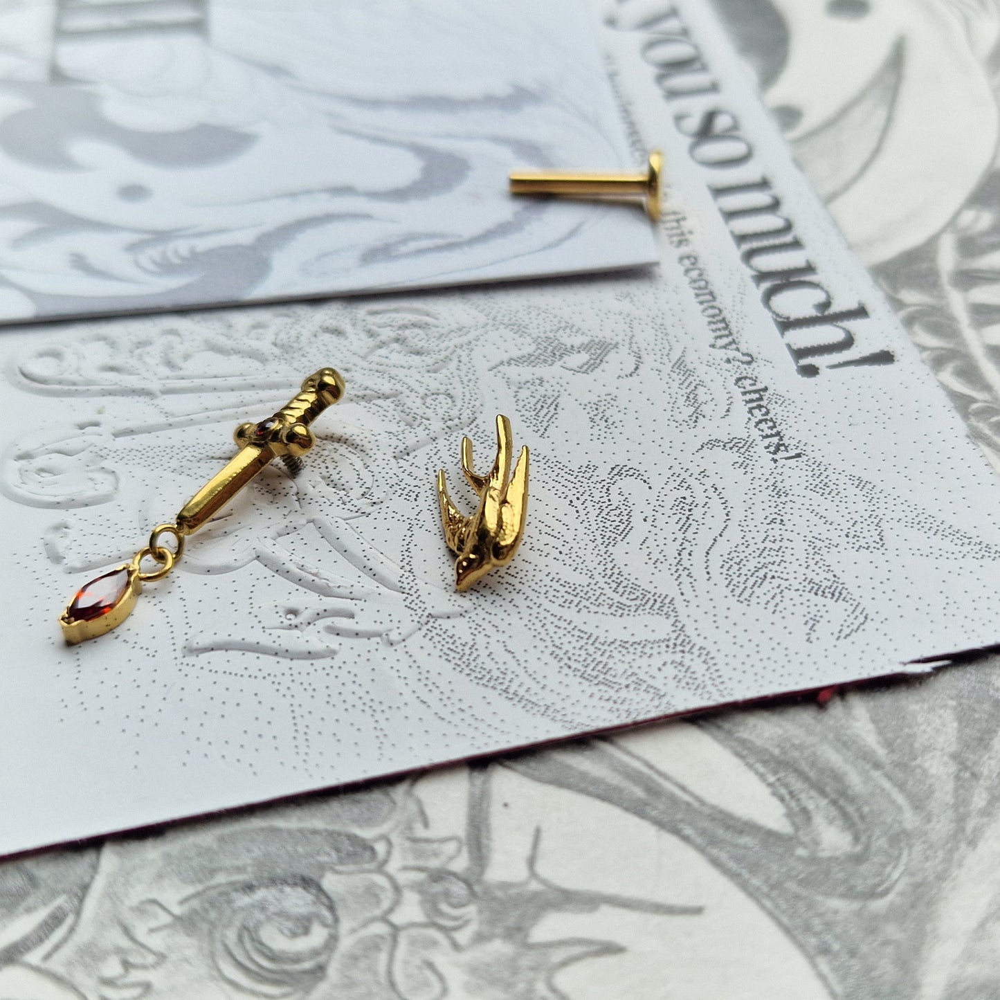 Gold Fantasy Titanium Cartilage Stud Set | Alt Body Jewellery