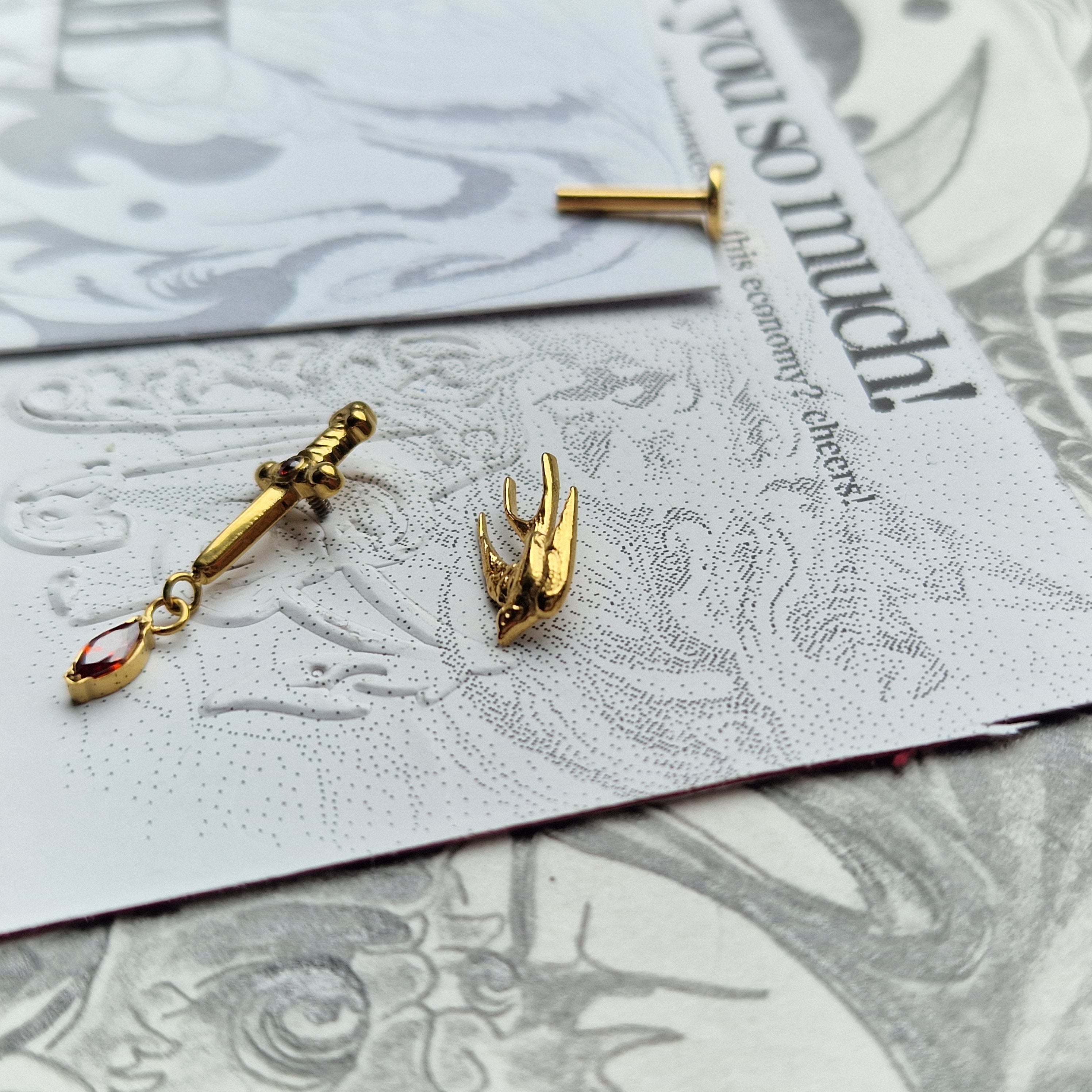 Gold Fantasy Titanium Cartilage Stud Set | Alt Body Jewellery