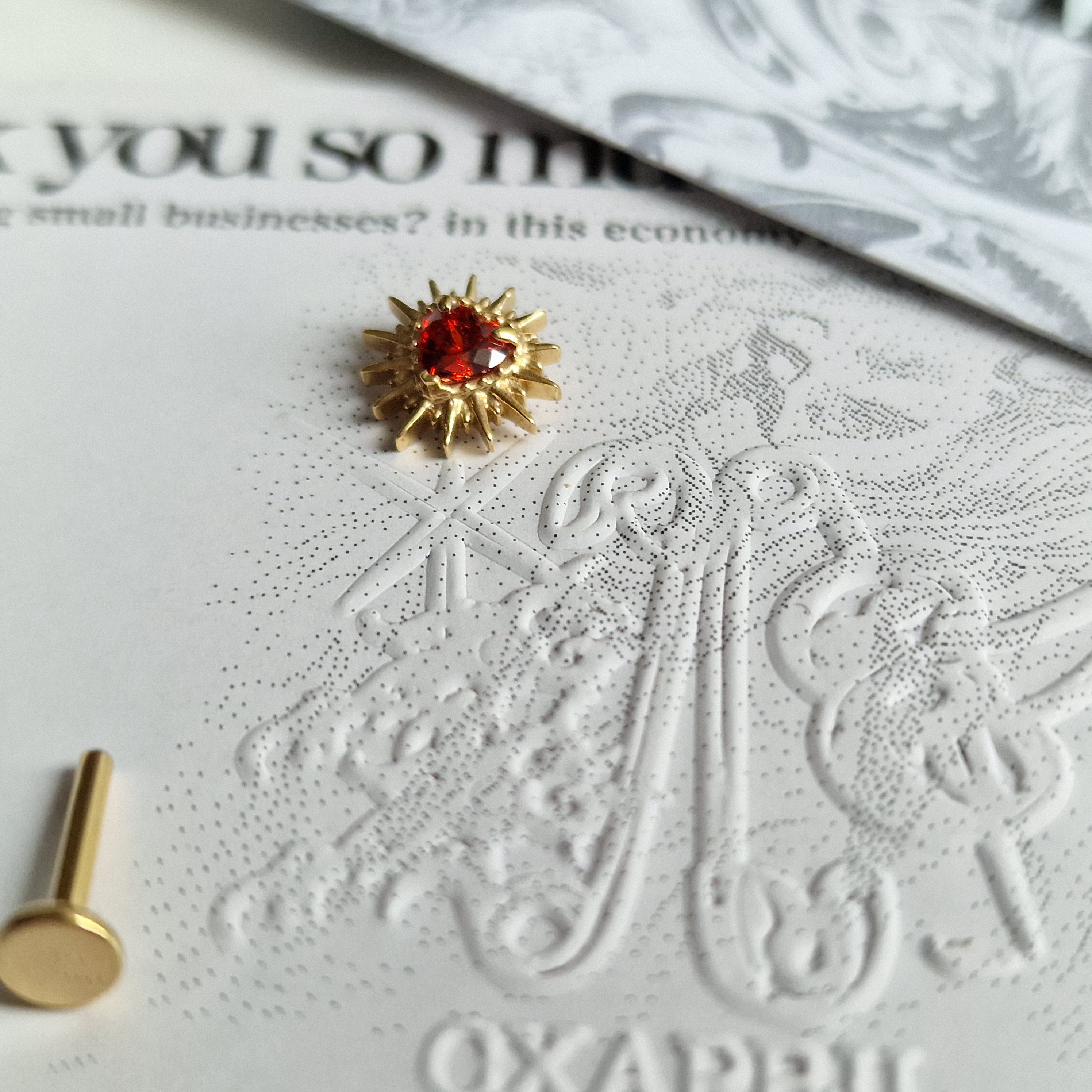 Adored Shinning Golden Sacred Red Heart | Zircon Set Body Jewellery and Piercings