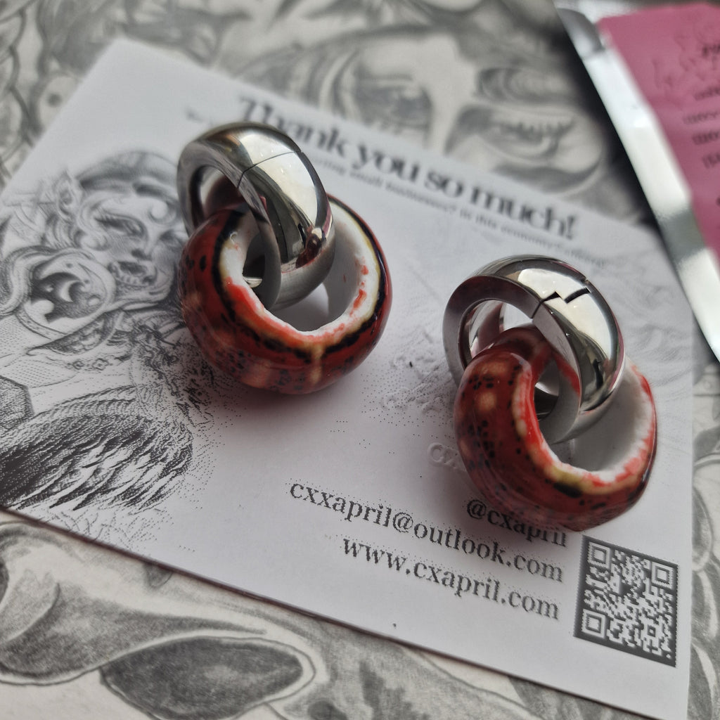 5MM 4G Silver Red Ear Weights Organic Plugs Gauges Earrings Alternative Jewelry | CXAPRIL