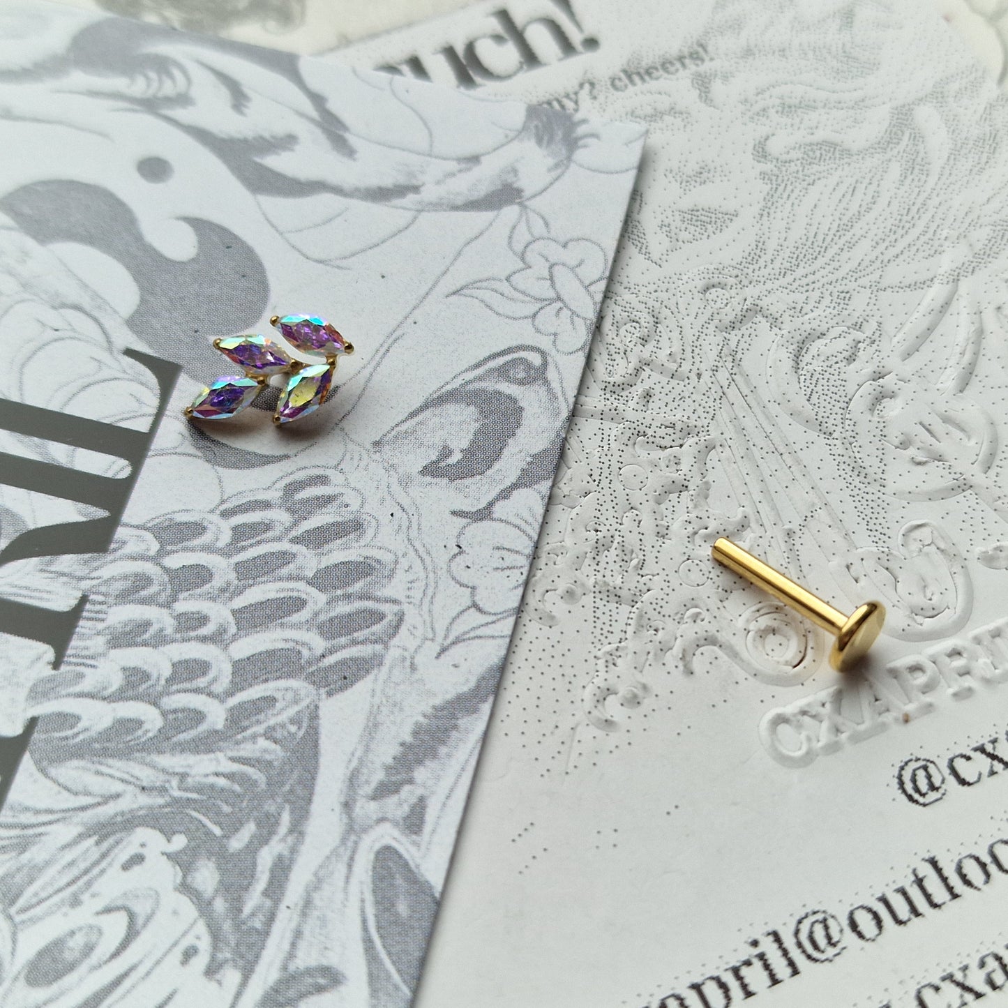 Nature Cartilage Earring Iridescent Rainbow Leaf | Body Piercings Helix