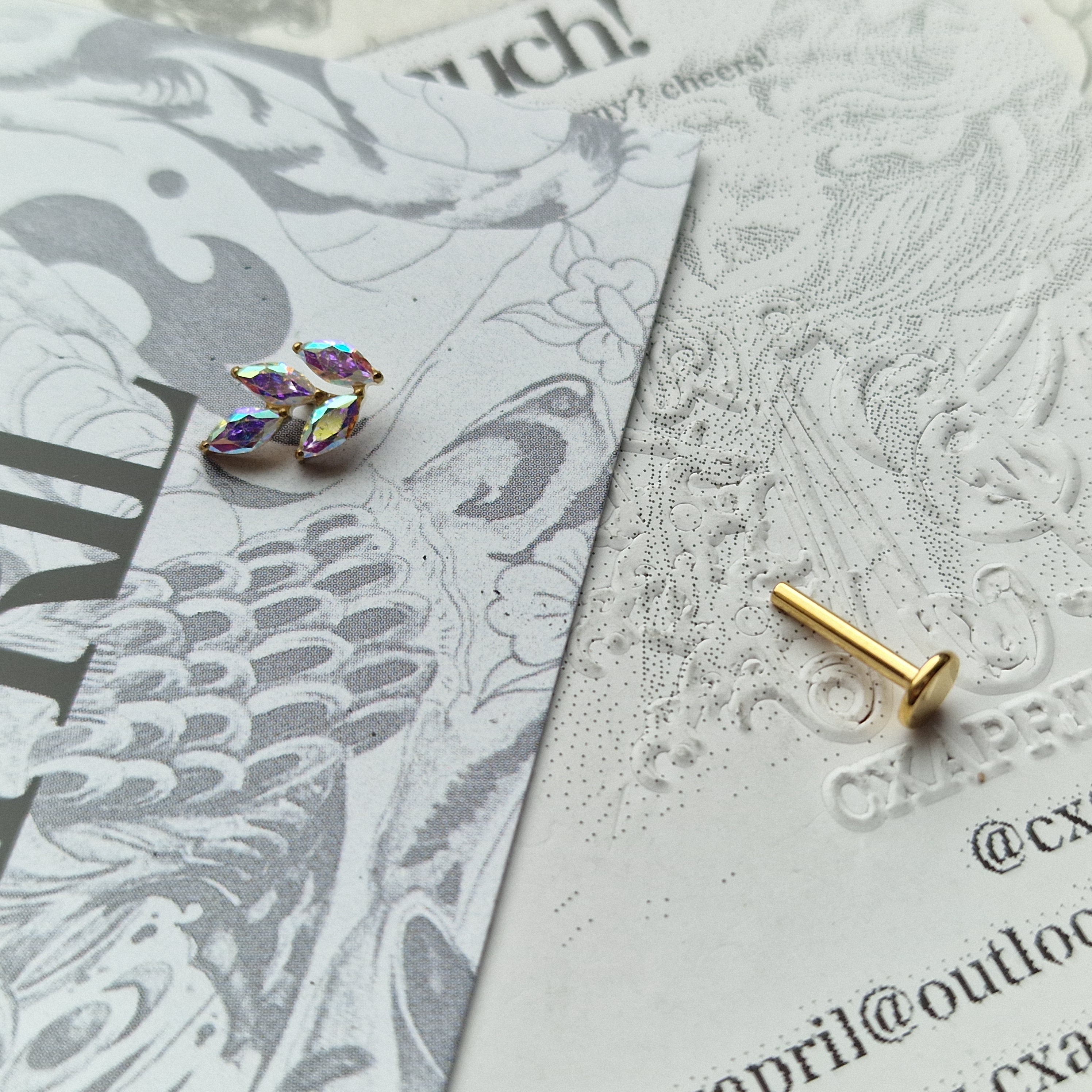 Nature Cartilage Earring Iridescent Rainbow Leaf | Body Piercings Helix