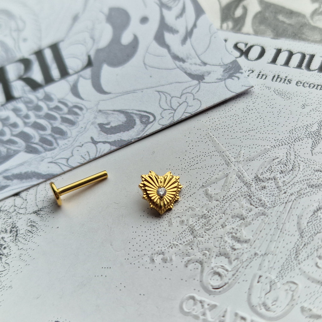 Sacred Heart Earring | Gold Titanium Body Jewellery