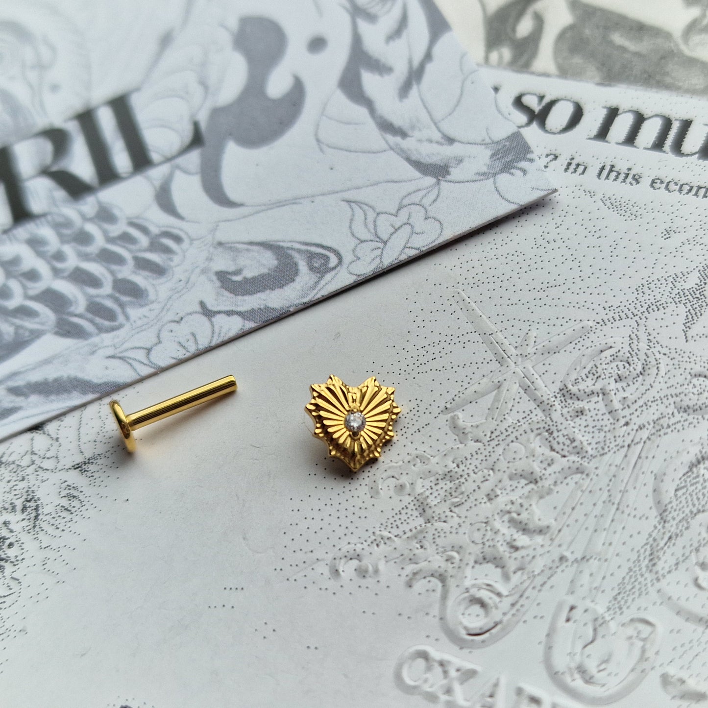 Sacred Heart Earring | Gold Titanium Body Jewellery