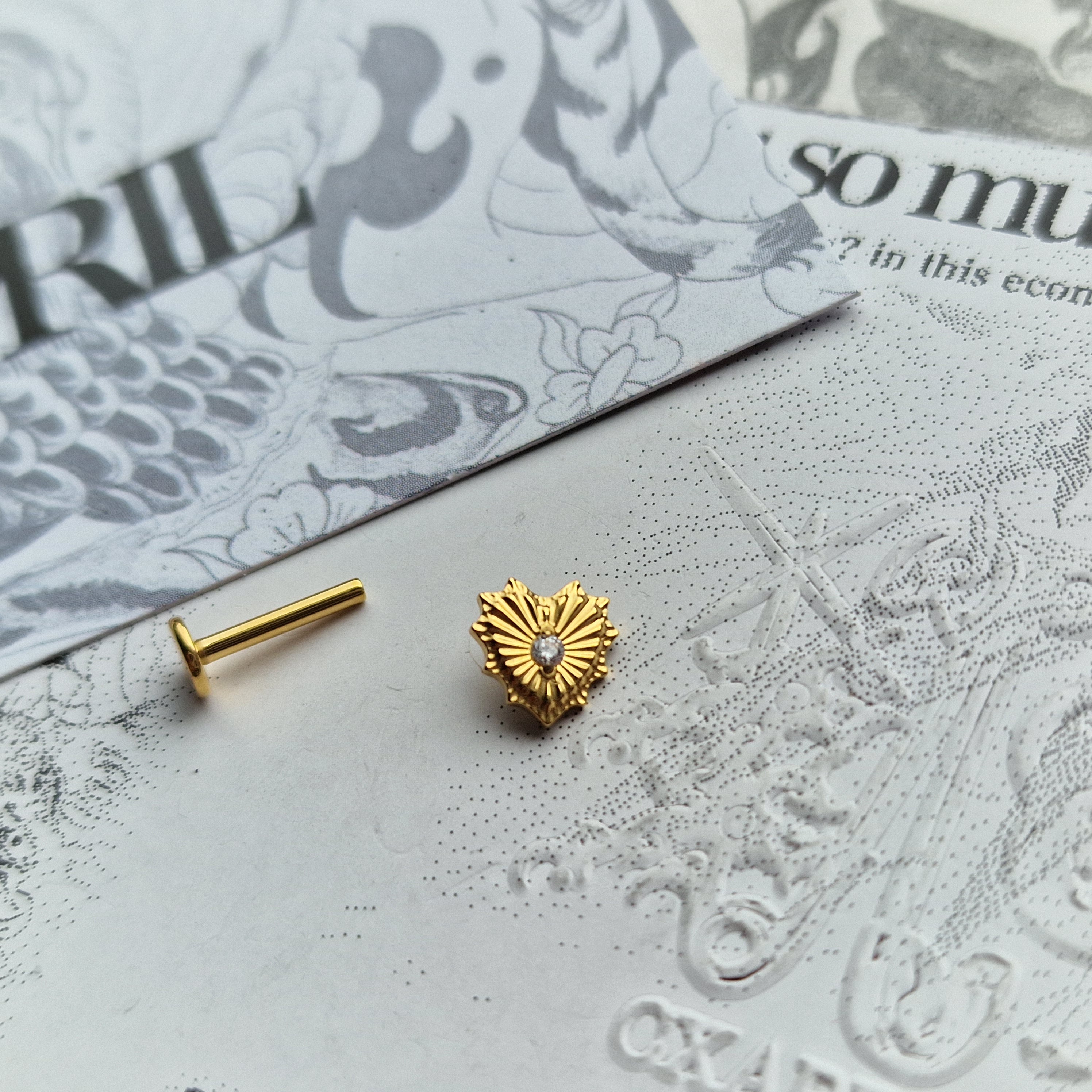 Sacred Heart Earring | Gold Titanium Body Jewellery