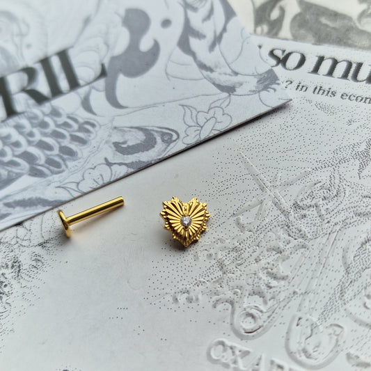 Sacred Heart Earring | Gold Titanium Body Jewellery