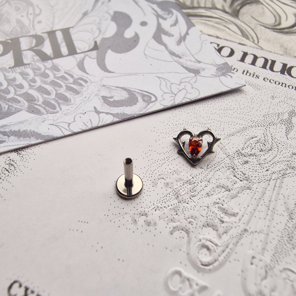 Thorn in my heart! | Red Zircon Titanium Silver Body Piercing