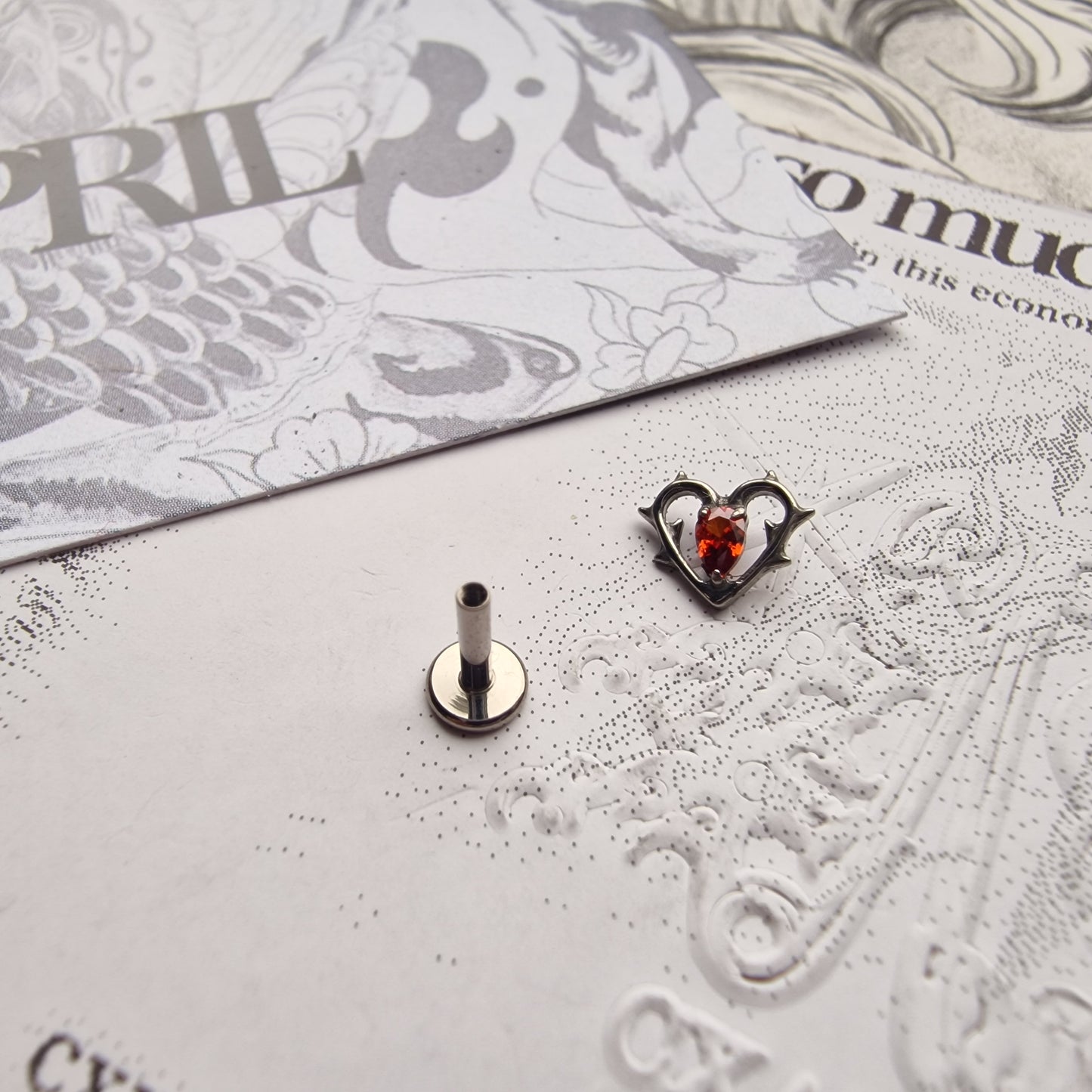 Thorn in my heart! | Red Zircon Titanium Silver Body Piercing
