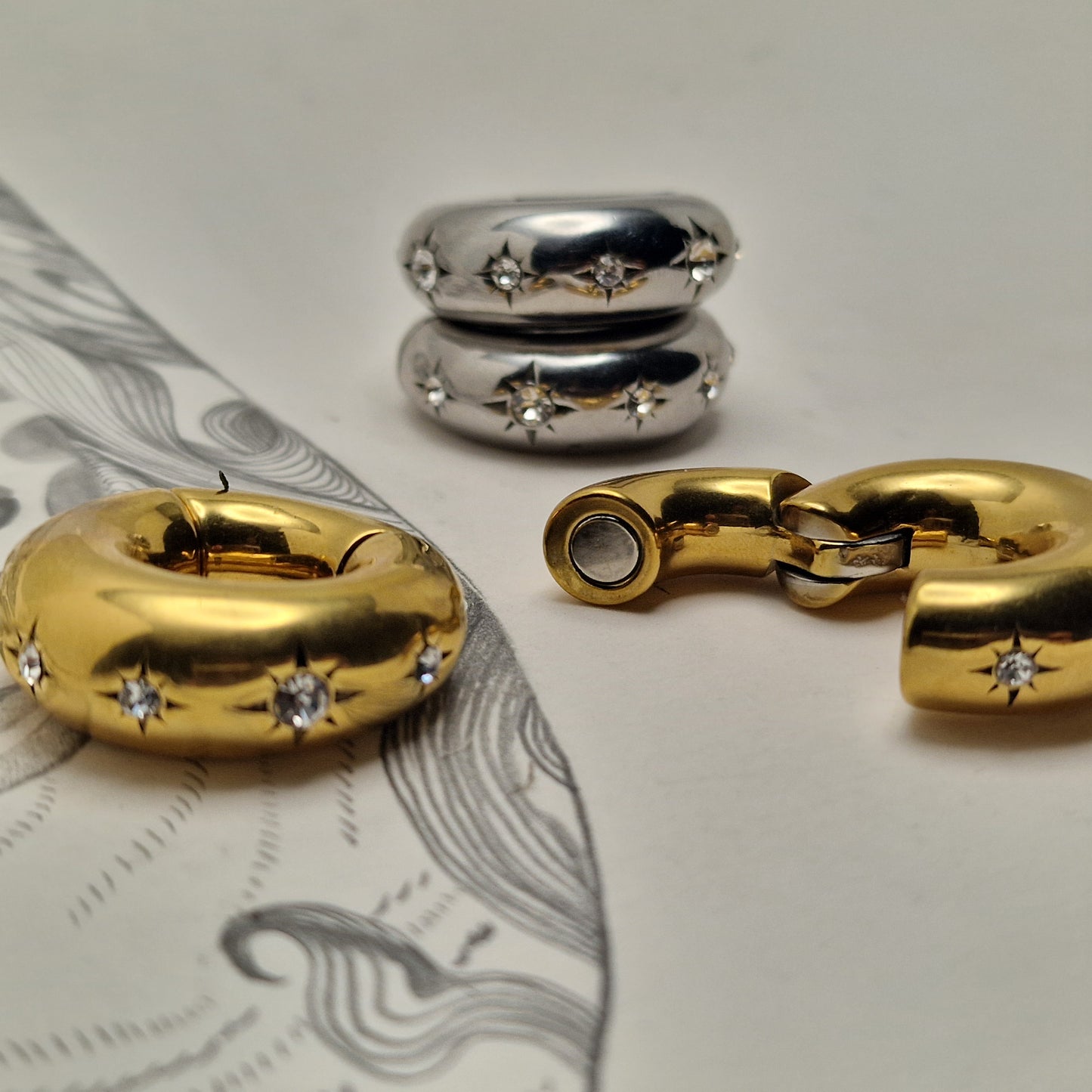 8MM 0G Golden Ear Weights Star Gaze Huggies