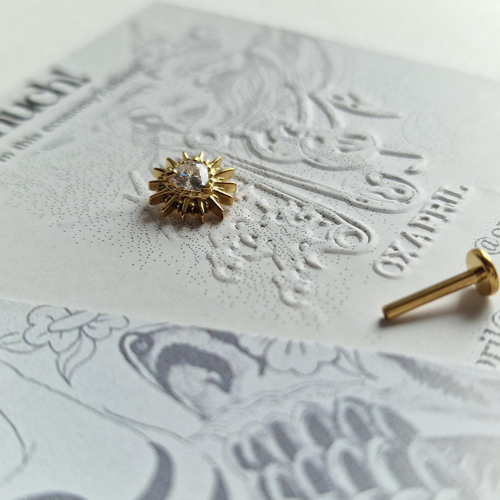 Adored Shinning Golden Sacred Heart | Zircon Set Body Jewellery and Piercings