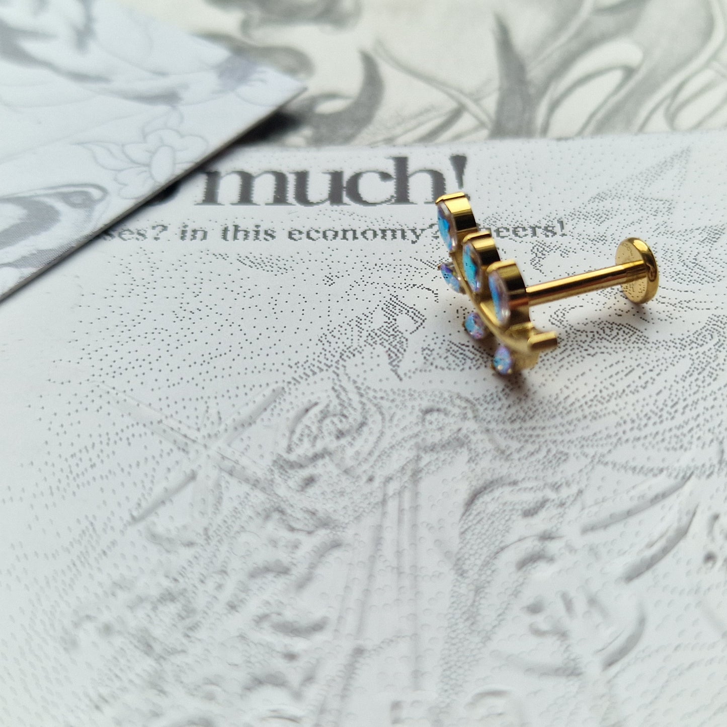 Rainbow Olive Branch Cartilage Earring | Gold Titanium Body Piercings