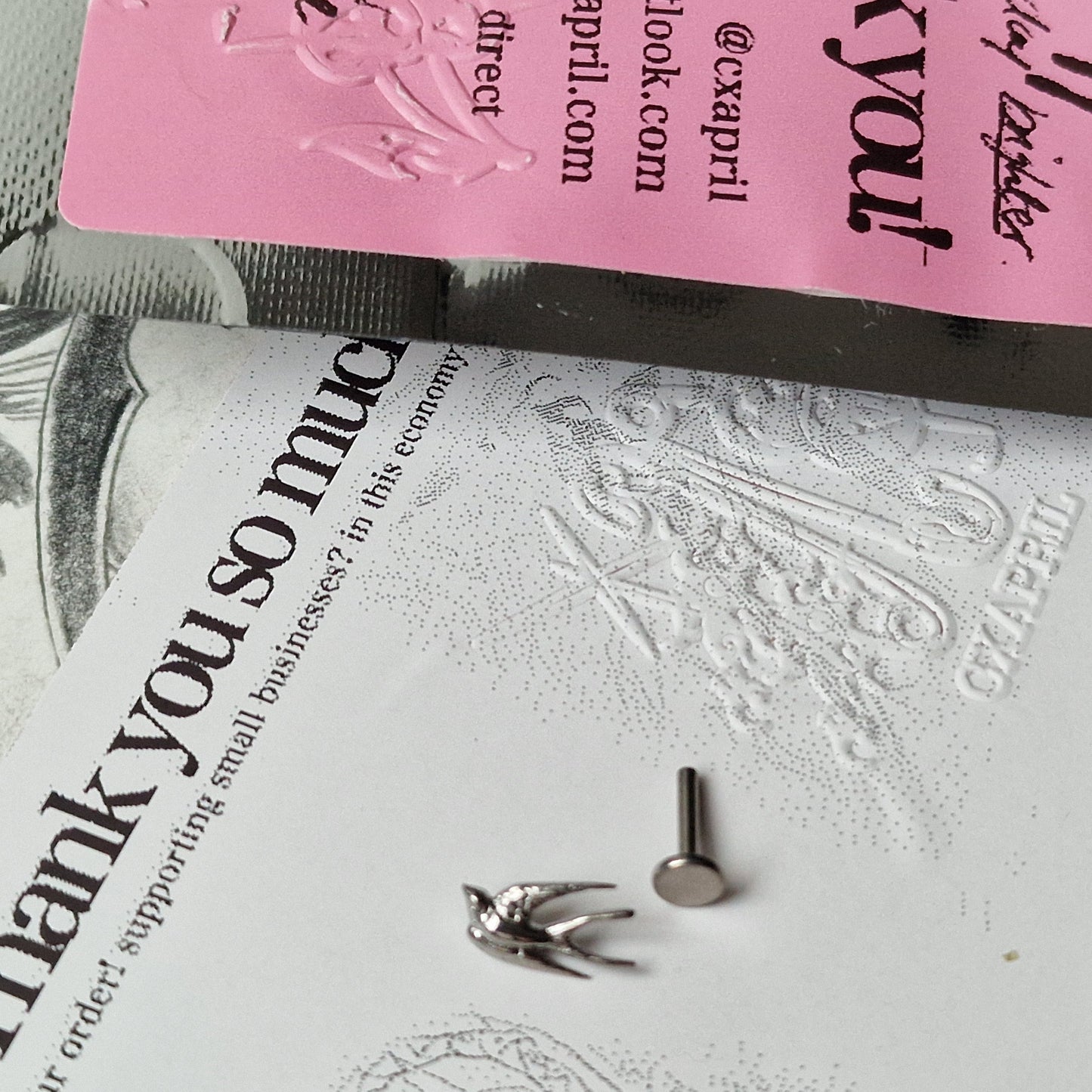Swollow Bird Cartilage Stud | Silver Titanium Body Piercings