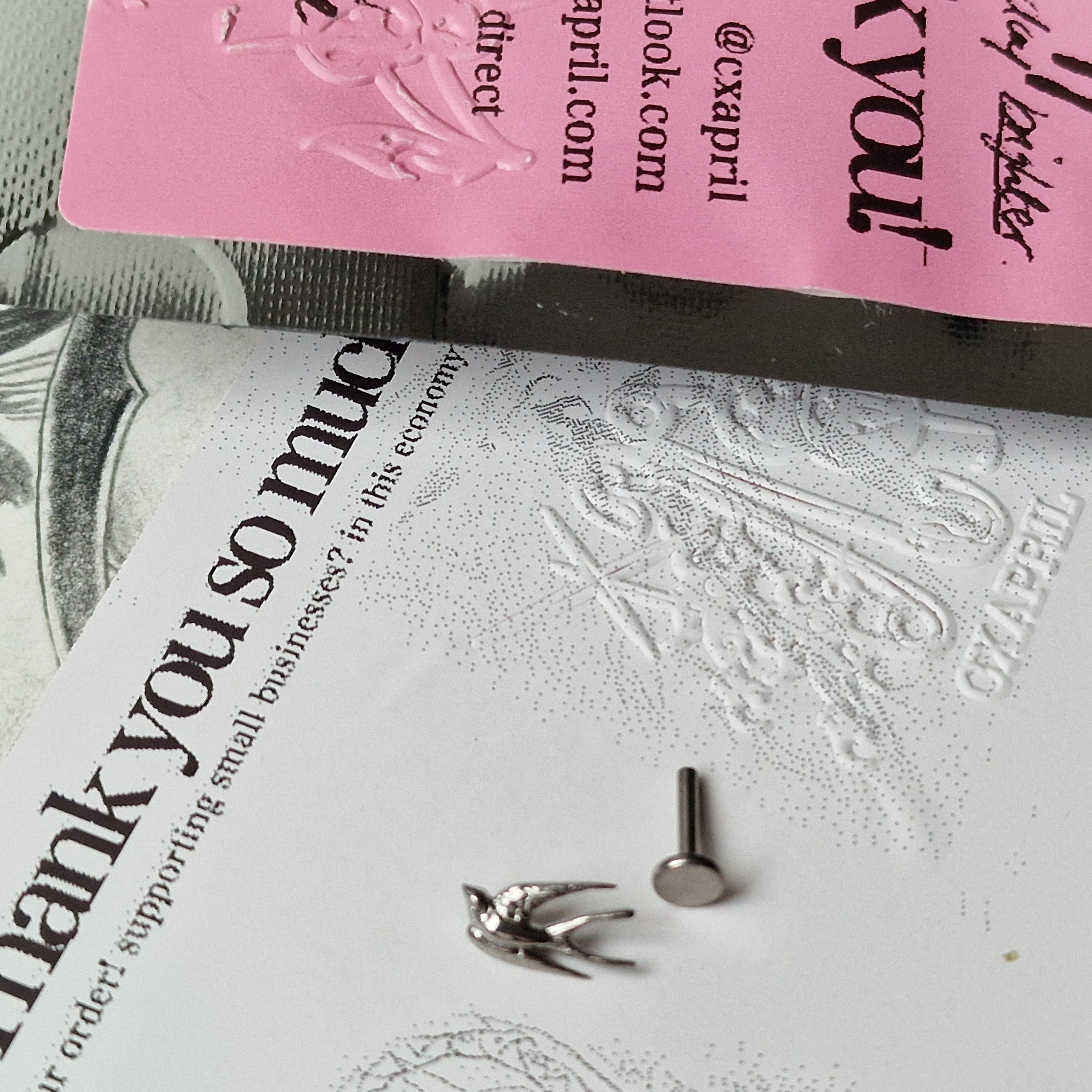 Swollow Bird Cartilage Stud | Silver Titanium Body Piercings