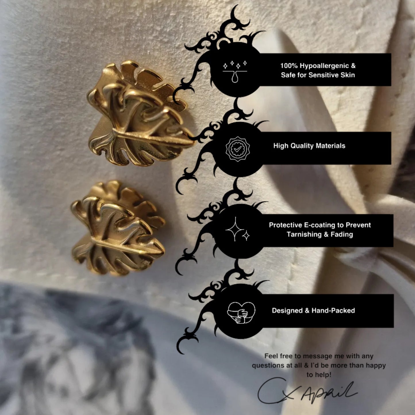 8MM 0G Gold Leaf Saddle Plug Ear Weight Stretched Lobes Ear Plugs Gauges Tunnels