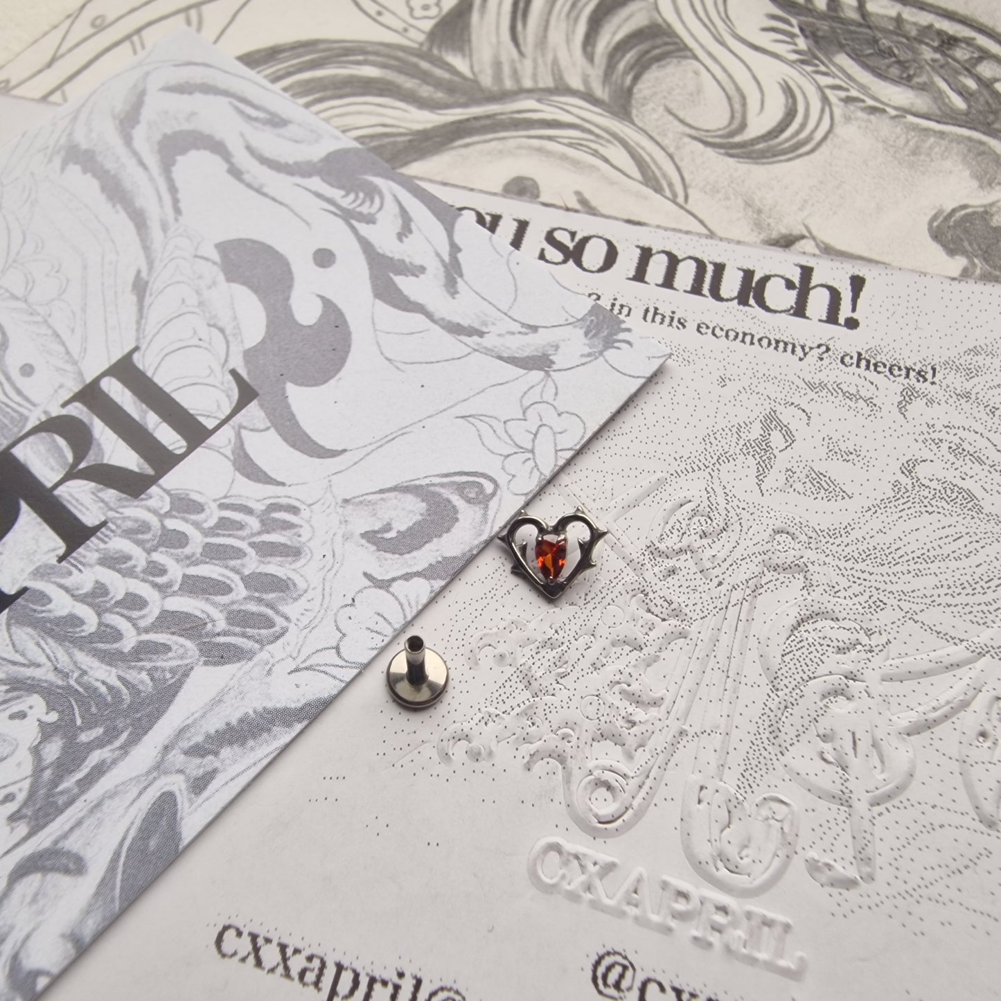 Thorn in my heart! | Red Zircon Titanium Silver Body Piercing