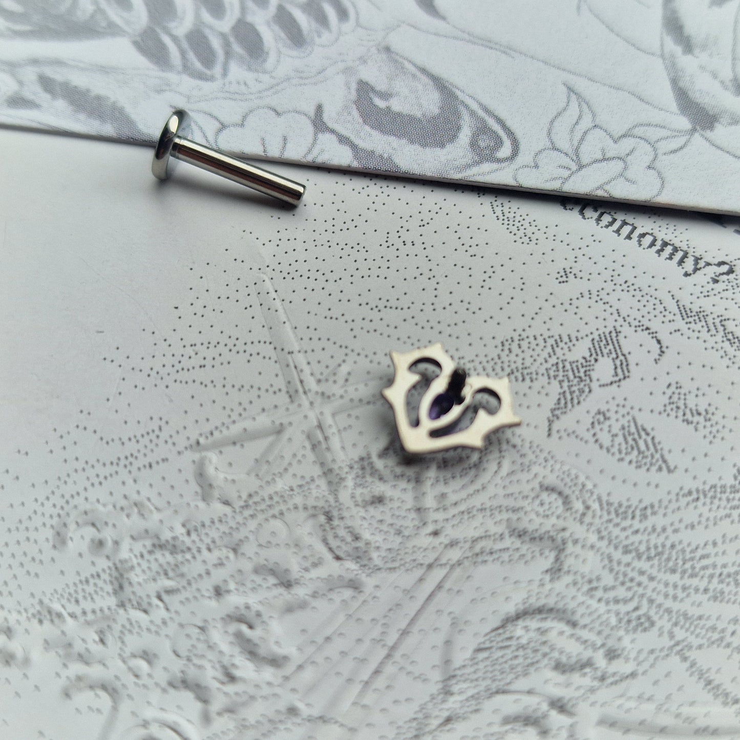 Thorn in my heart! | Purple Zircon Titanium Silver Body Piercing