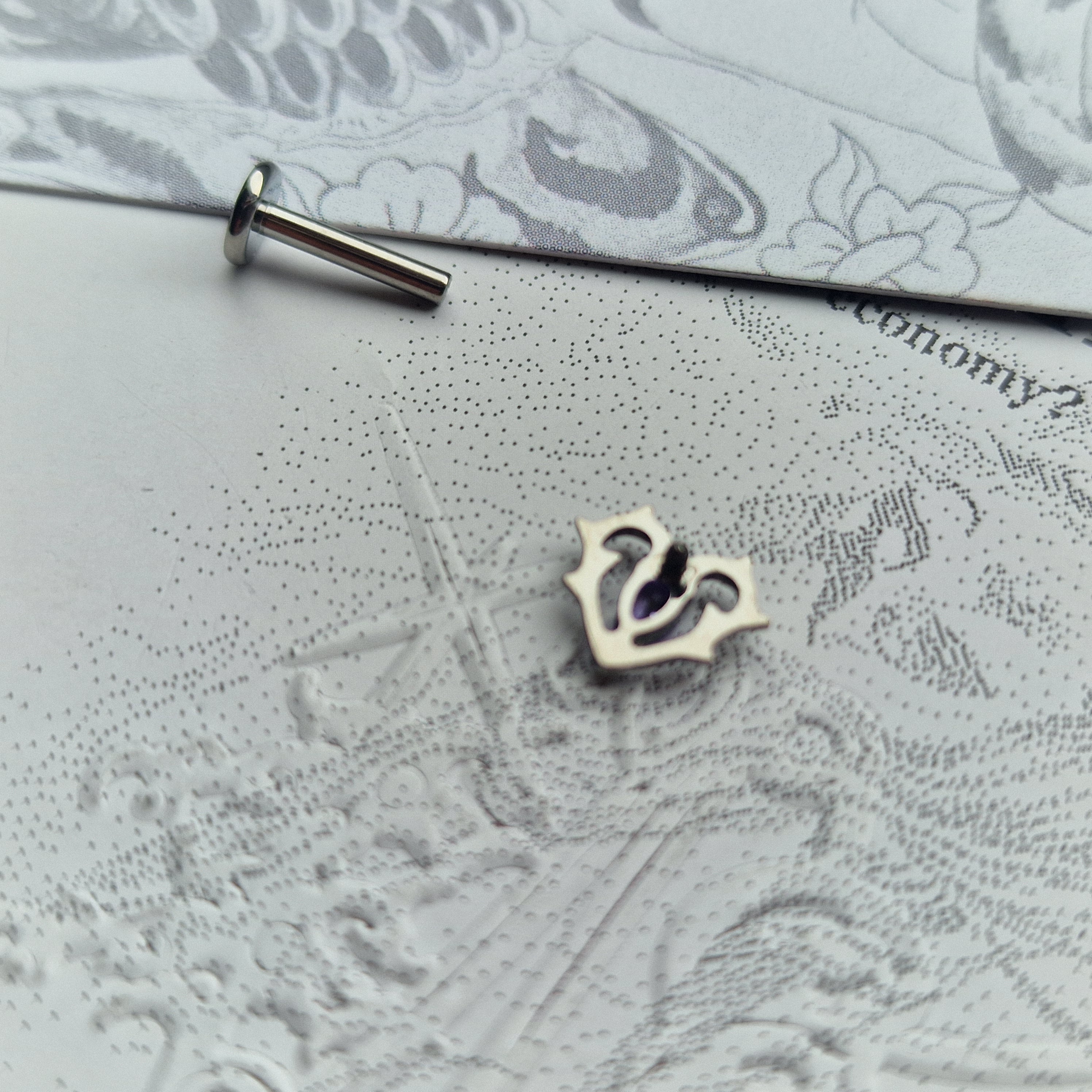 Thorn in my heart! | Purple Zircon Titanium Silver Body Piercing