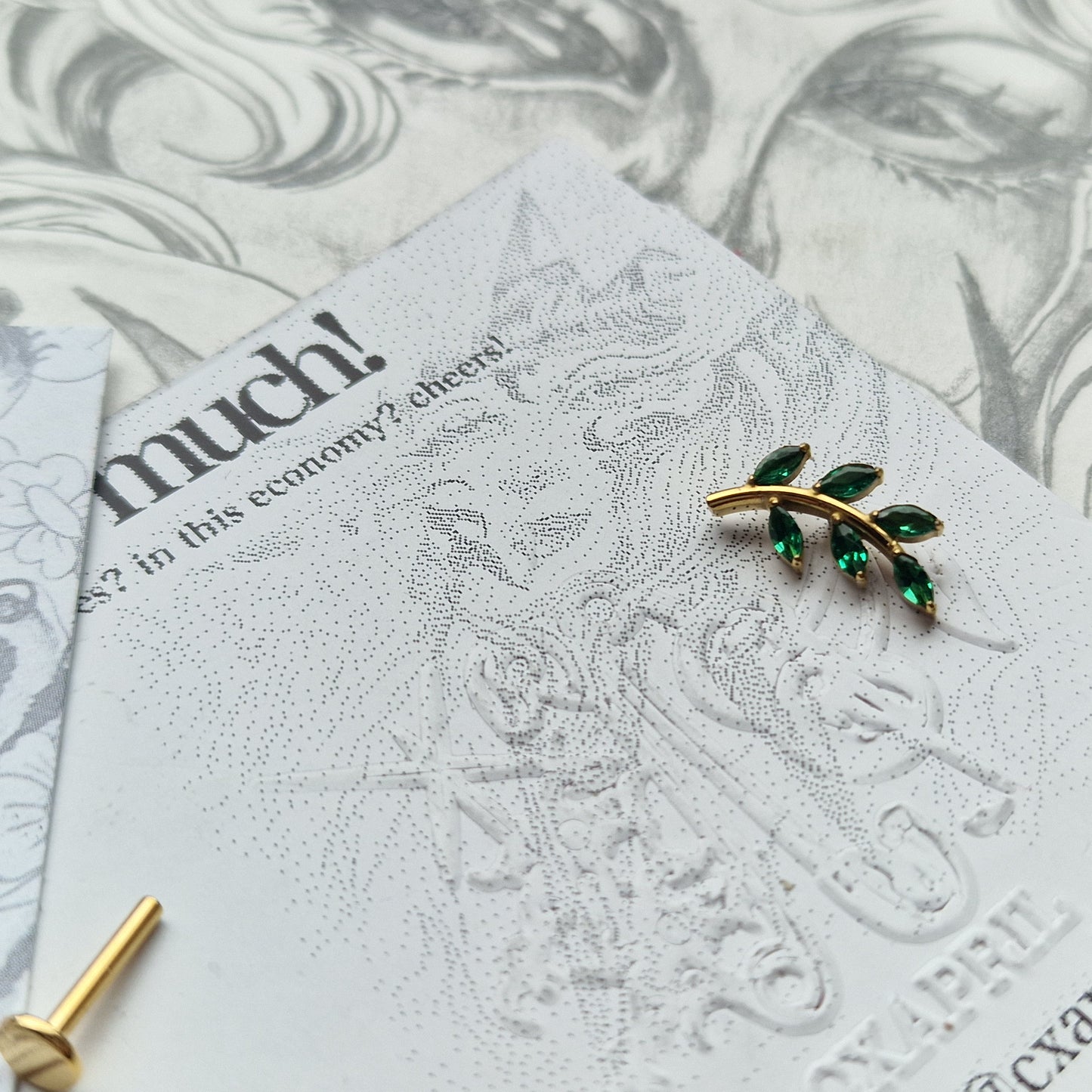 Gold Green Olive Branch Cartilage Study | Body Piercings Orbital and Helix