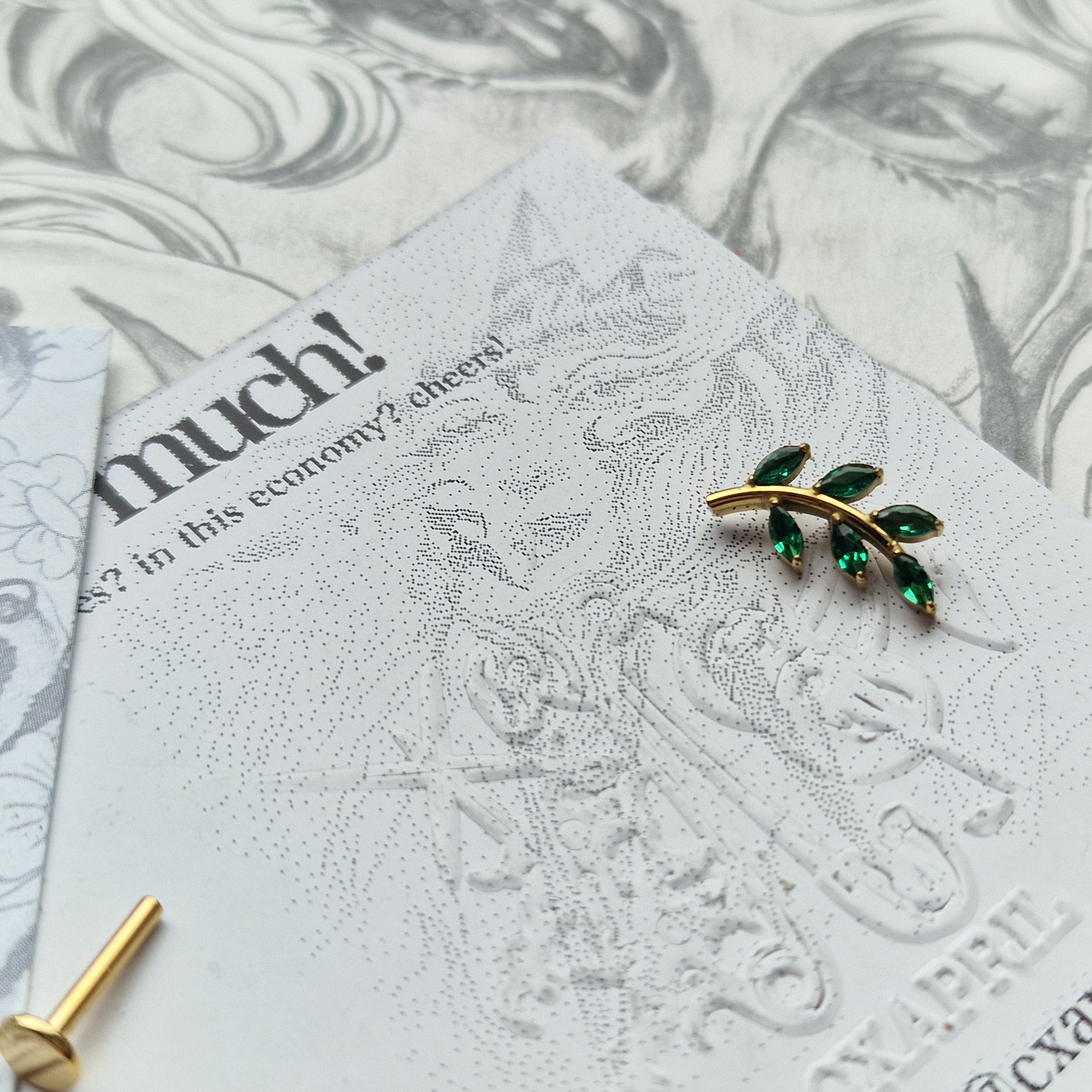 Gold Green Olive Branch Cartilage Study | Body Piercings Orbital and Helix