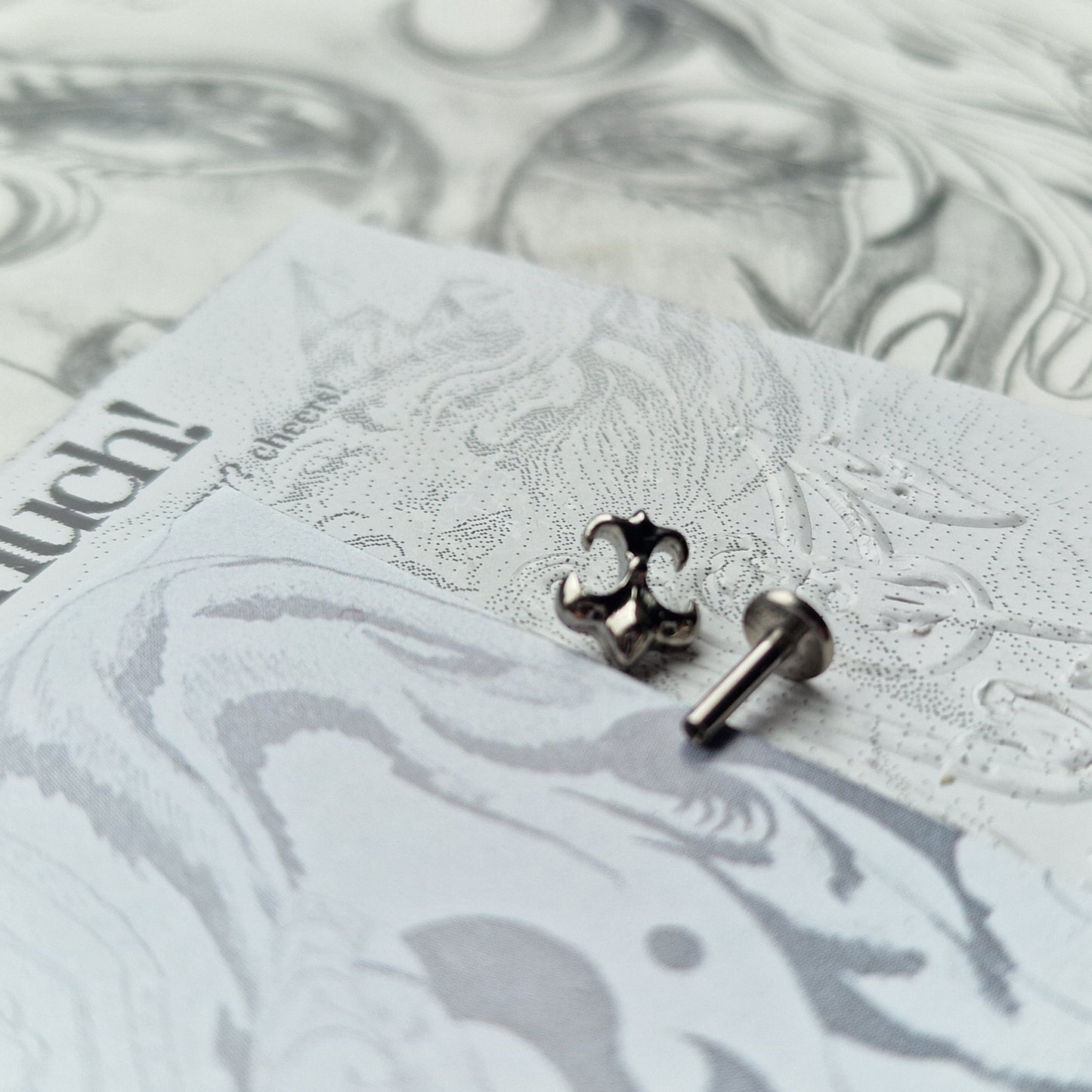Silver Herald Cross Cartilage Stud Shield | Body Piercings Alt Jewellery
