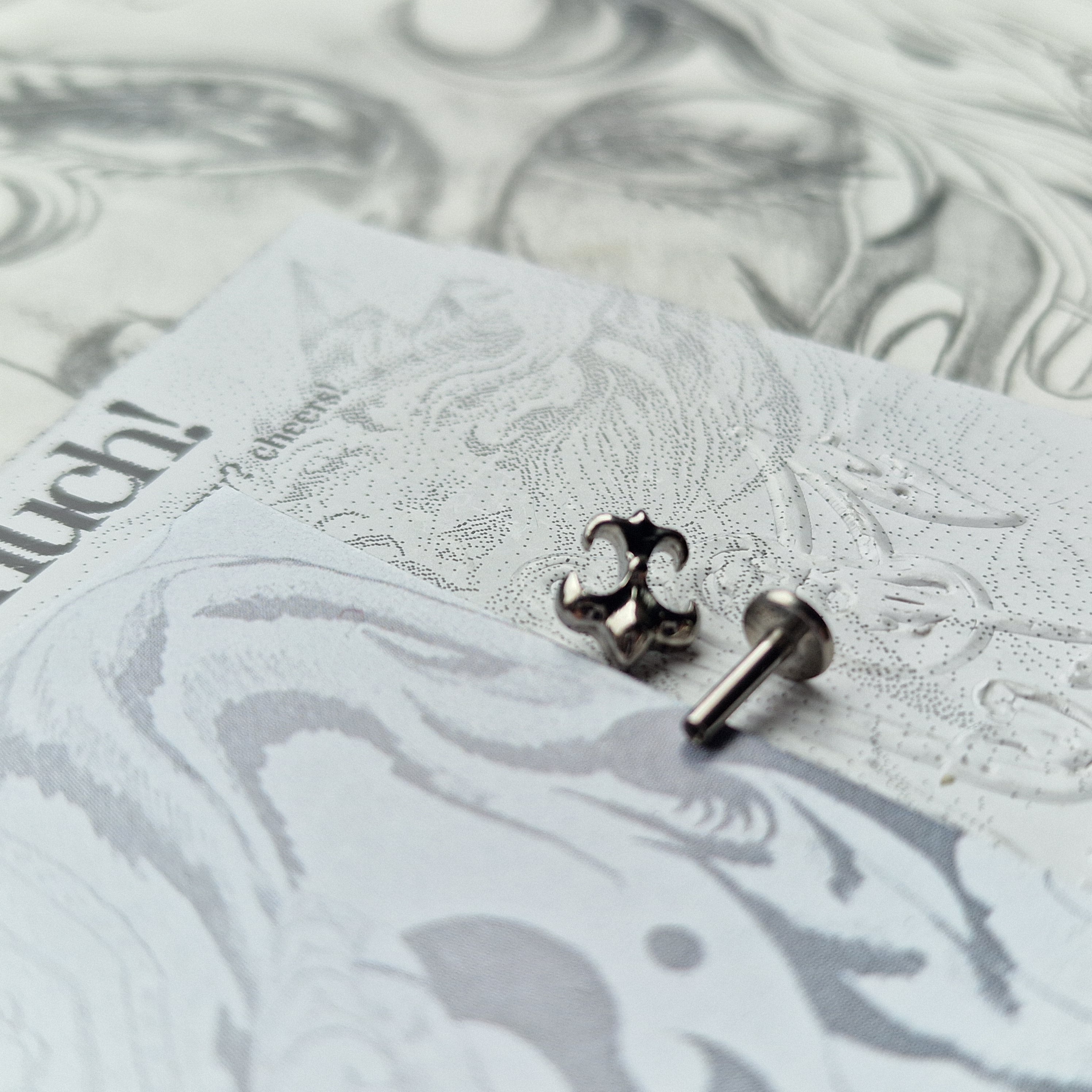 Silver Herald Cross Cartilage Stud Shield | Body Piercings Alt Jewellery