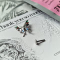 Jeweled Vintage Clown Pendant Rainbow Butterfly Earrings  | Zircon Titanium Silver Body Piercing