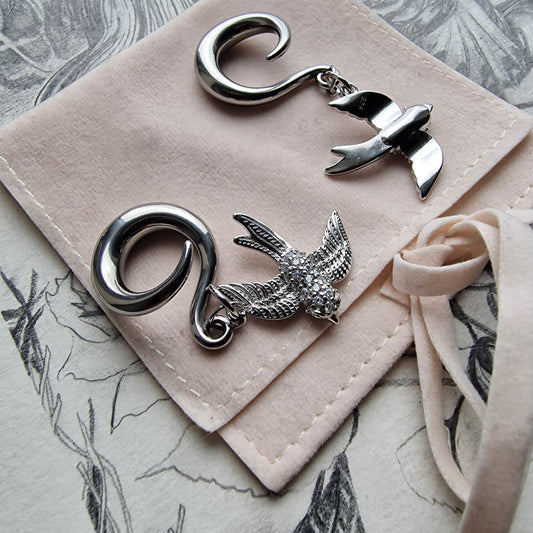 6MM 2G Silver Swollow Ear Weights | Silver Ear Weights