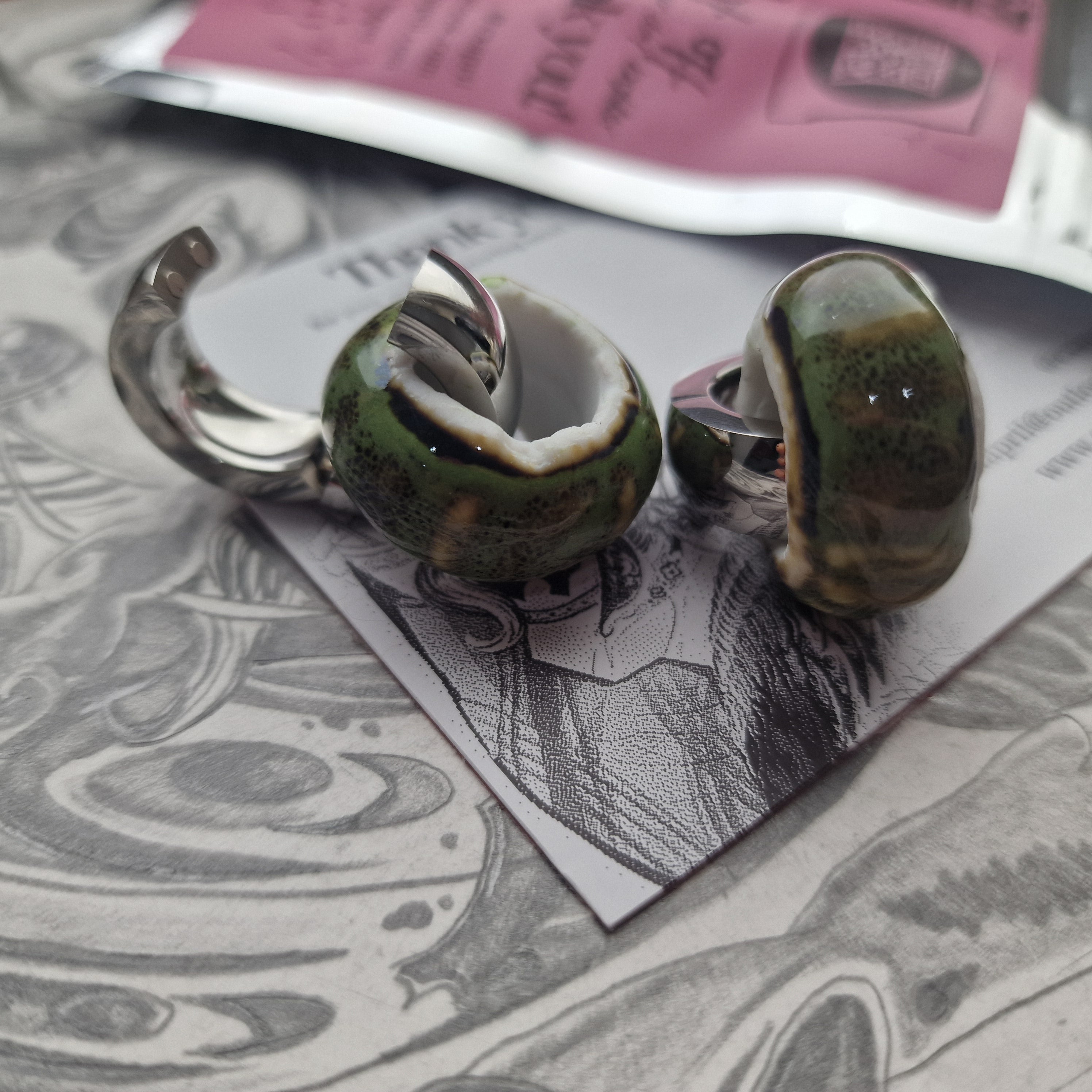 5MM 4G Green Silver Ear Weights Organic Plugs Gauges Earrings Alternative Jewelry | CXAPRIL
