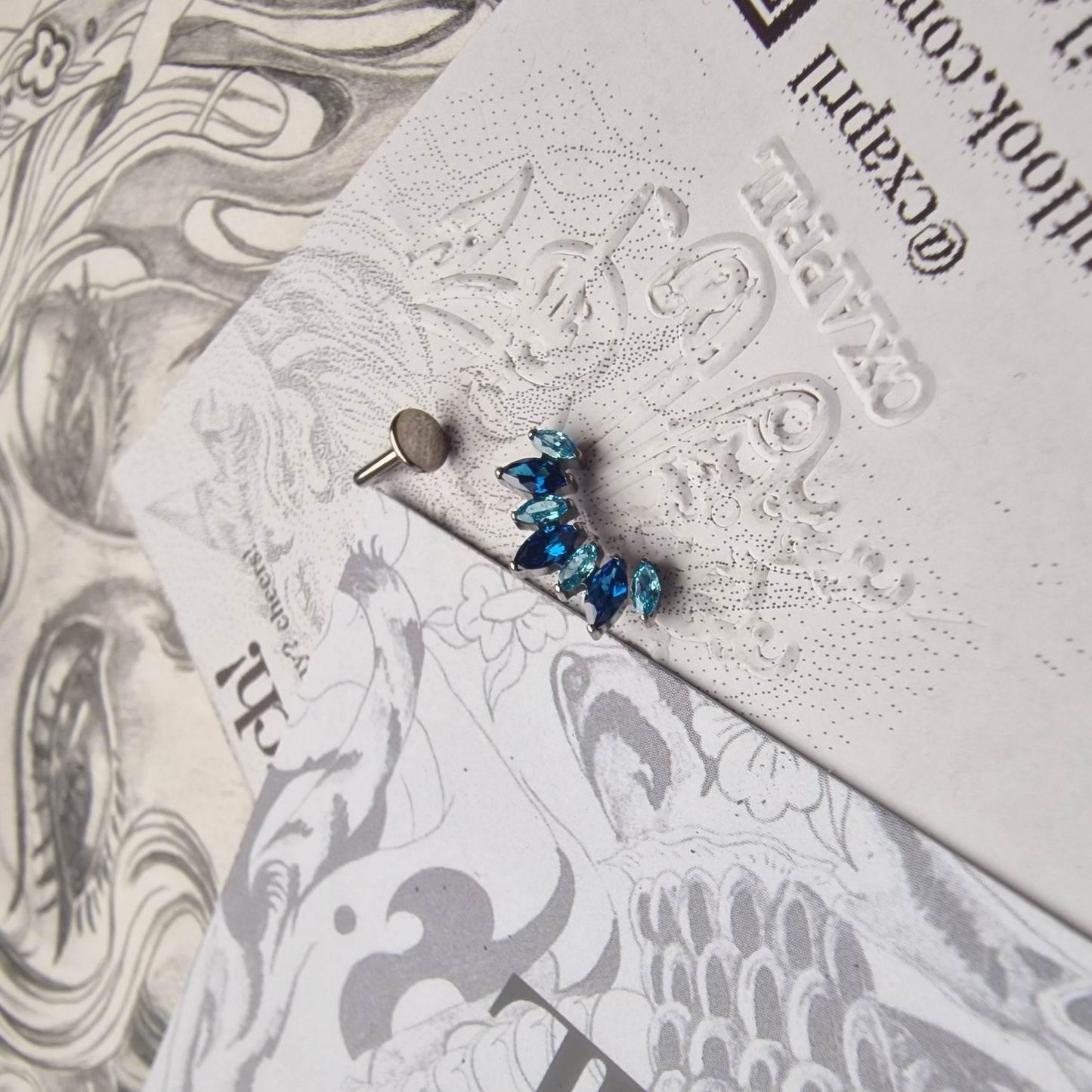 Icy Blue Zircon Titanium  helix Orbital Cartilage Stud | Body Jewellery