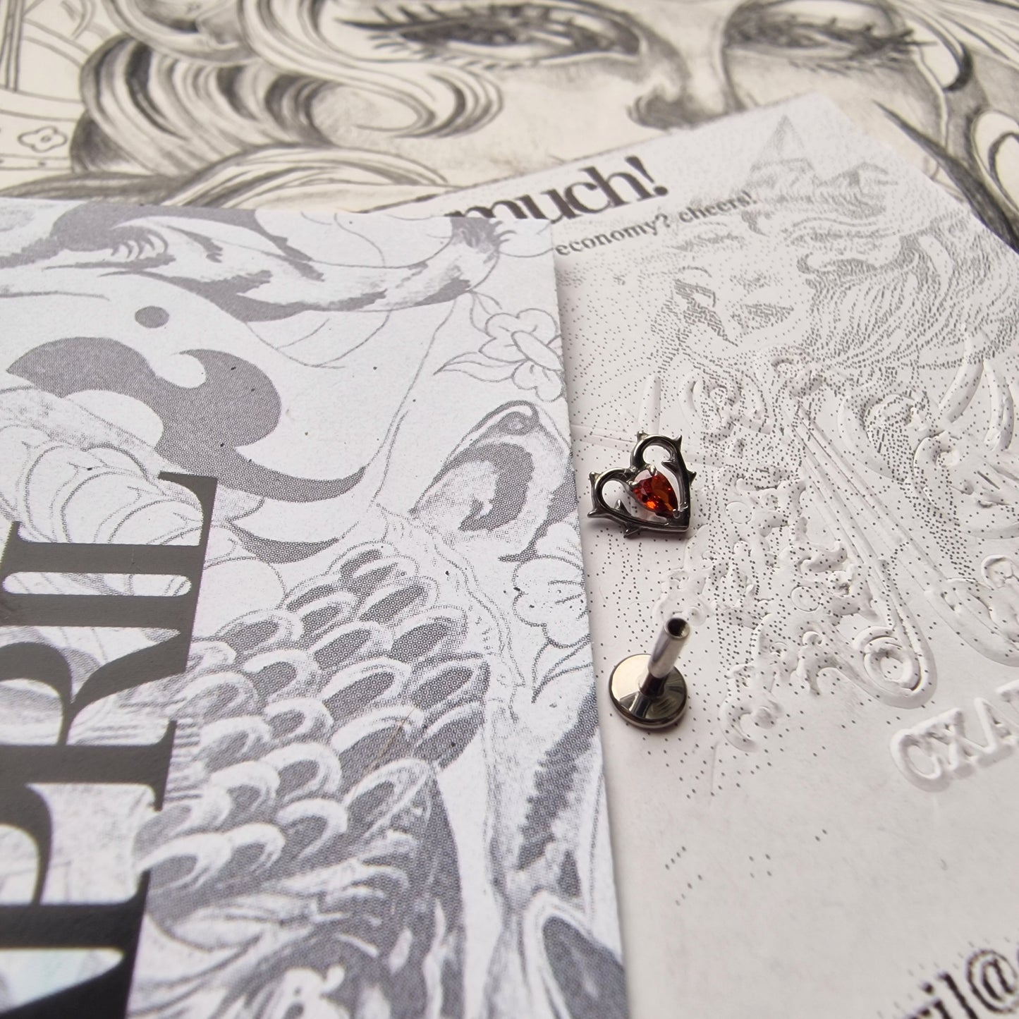 Thorn in my heart! | Red Zircon Titanium Silver Body Piercing