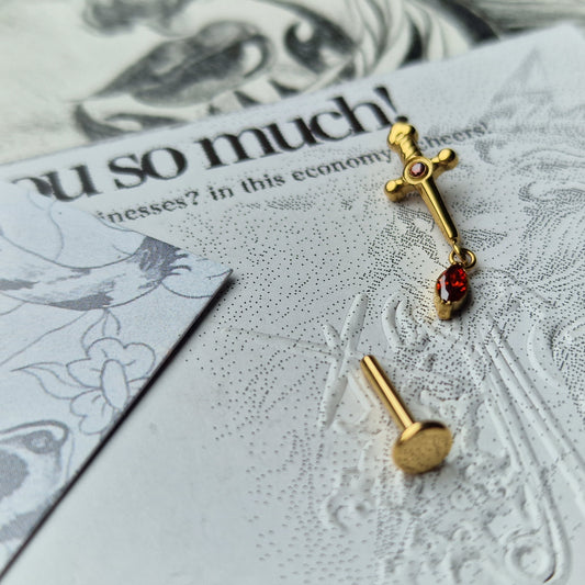 Red Sword | Body Jewellery Cartilage Stud Earring