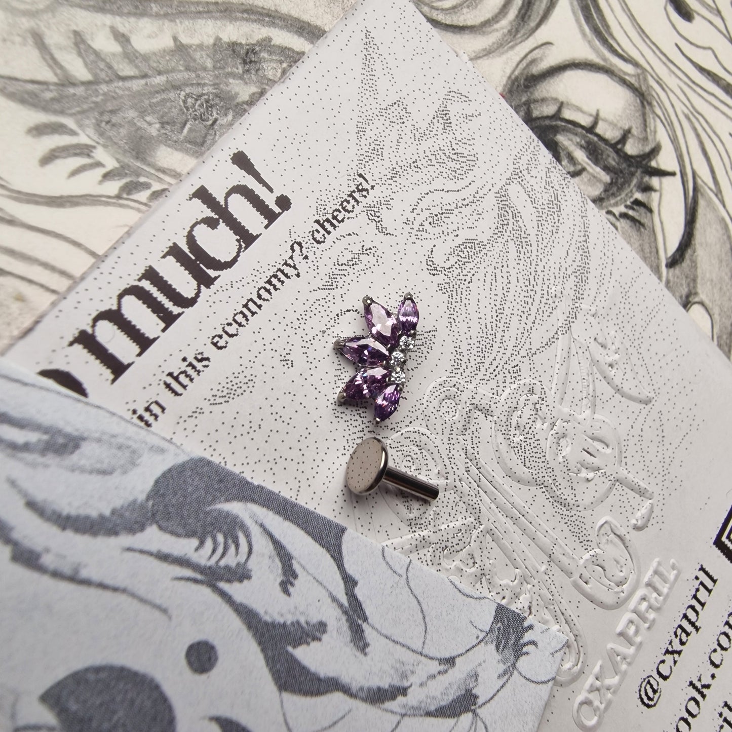 Purple Titanium Sunset Sunrise Zircon Cartilage Stud | Body Piercings