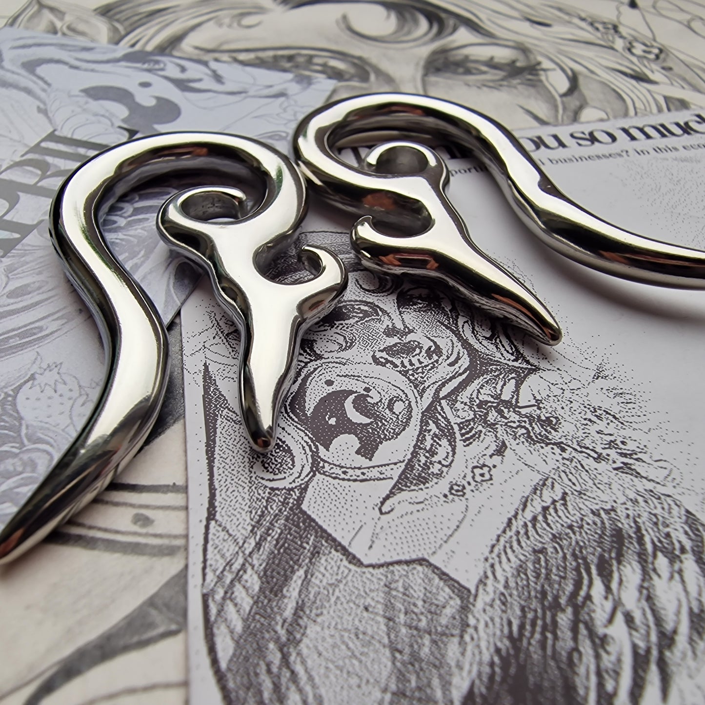 5MM 4G Tribal Silver Ornamental Cyberpunk Saddle Silver Ear Weight Hangers Gauges
