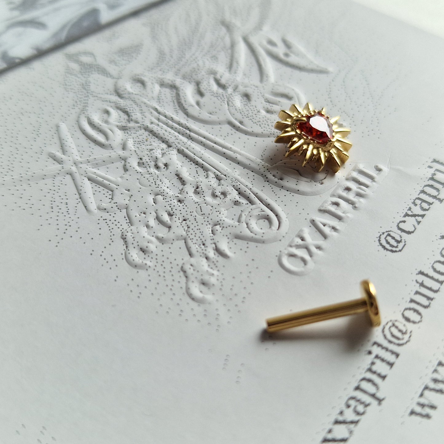 Adored Shinning Golden Sacred Red Heart | Zircon Set Body Jewellery and Piercings