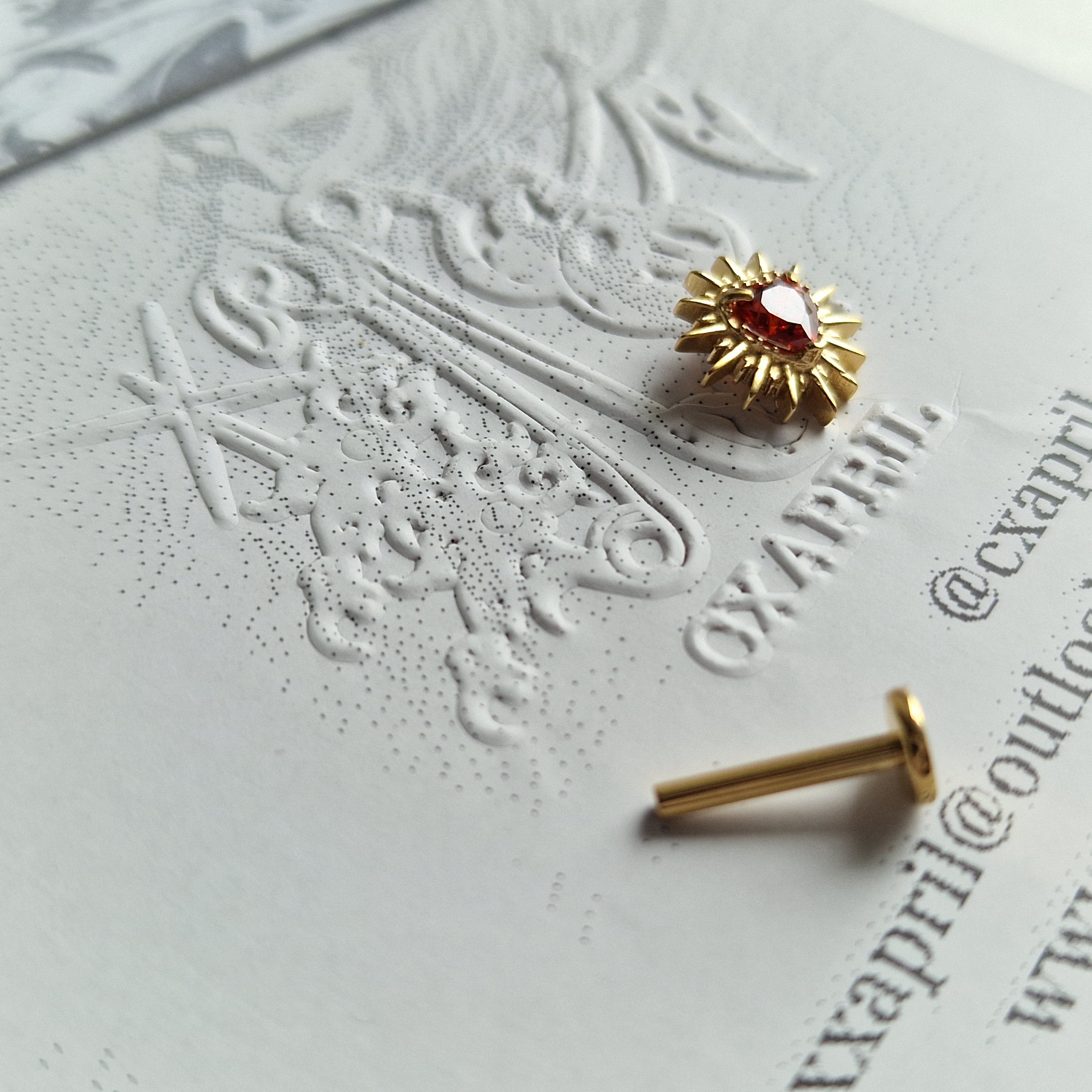 Adored Shinning Golden Sacred Red Heart | Zircon Set Body Jewellery and Piercings