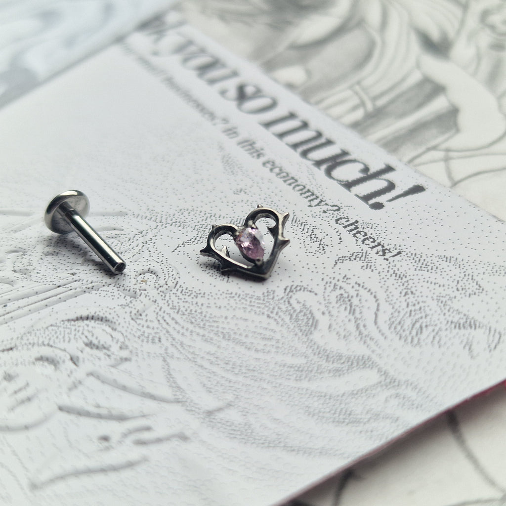 Thorn in my heart! | Pink Zircon Titanium Silver Body Piercing