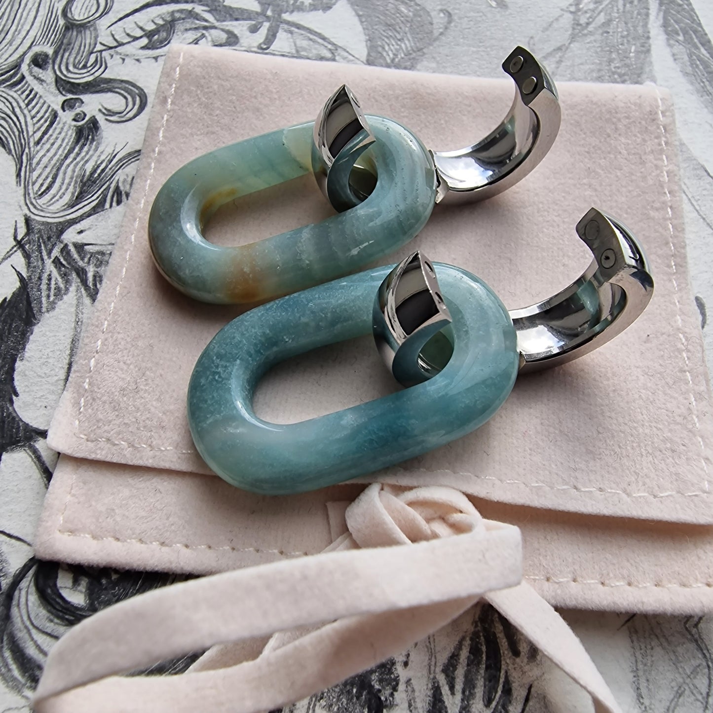 5MM 4G Amazonite Stone Healing Crystal Body Jewellery Stretched Ears | Gauges Stretched Lobes