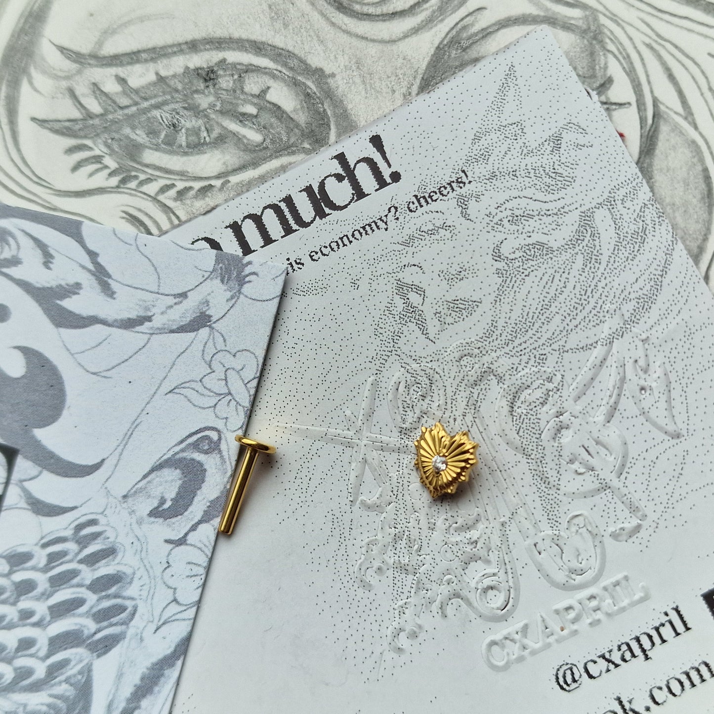 Sacred Heart Earring | Gold Titanium Body Jewellery