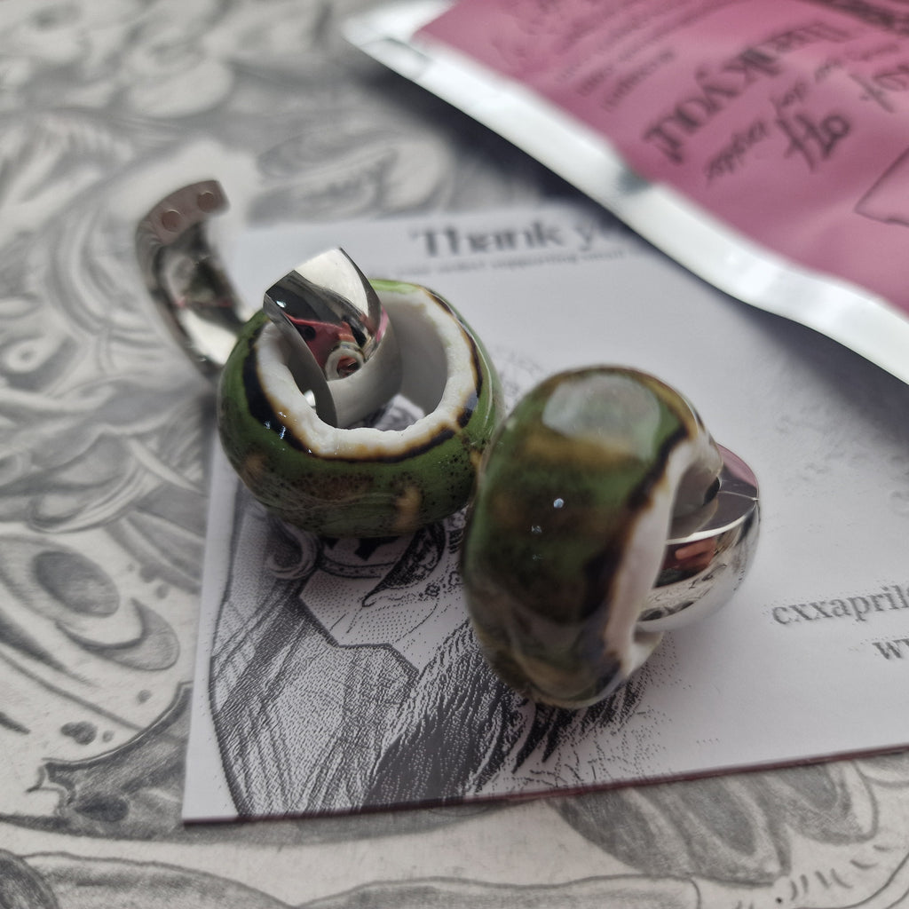 5MM 4G Green Silver Ear Weights Organic Plugs Gauges Earrings Alternative Jewelry | CXAPRIL