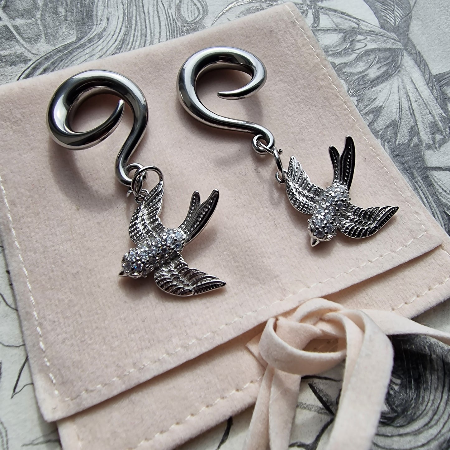 6MM 2G Silver Swollow Ear Weights | Silver Ear Weights