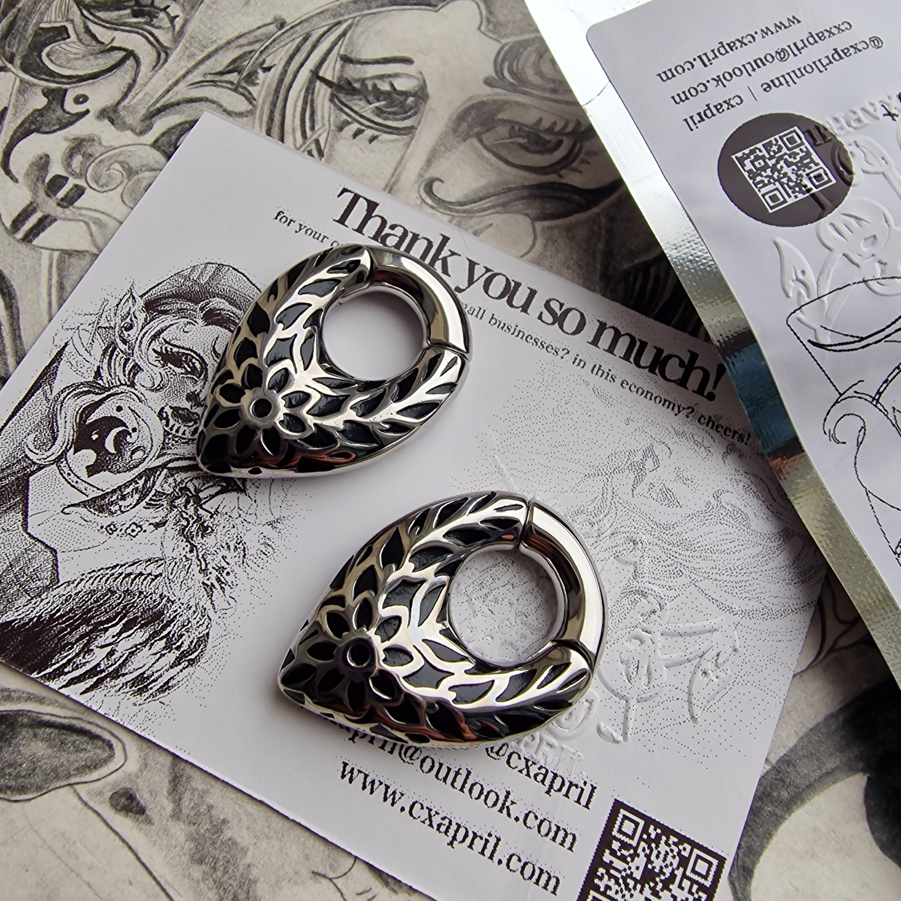 Silver Fallen Leaves | Silver Teardrop Ear Weights for Stretched Ears and Lobes