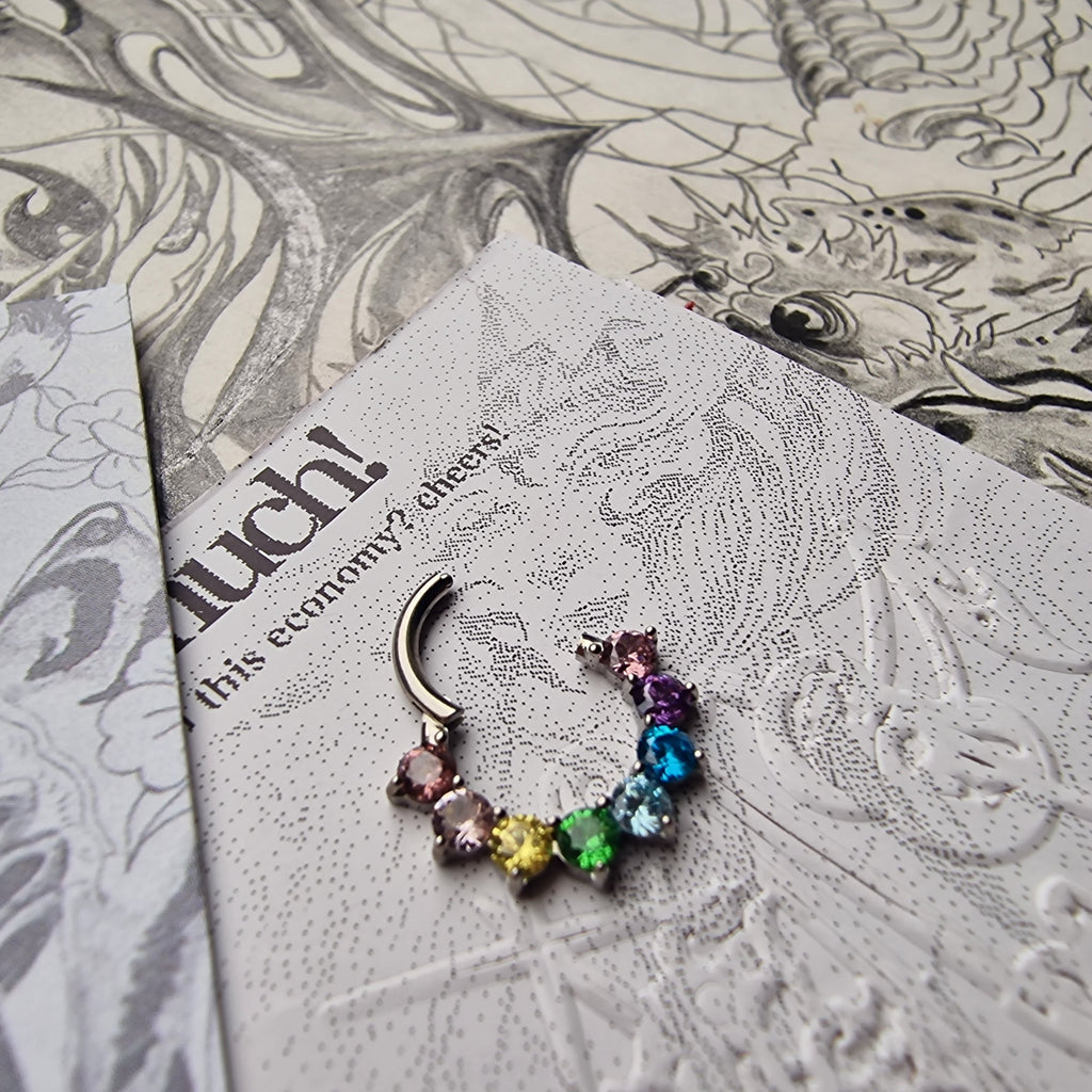 Titanium Silver Rainbow Hoop | Body Piercings Jewellery Alt