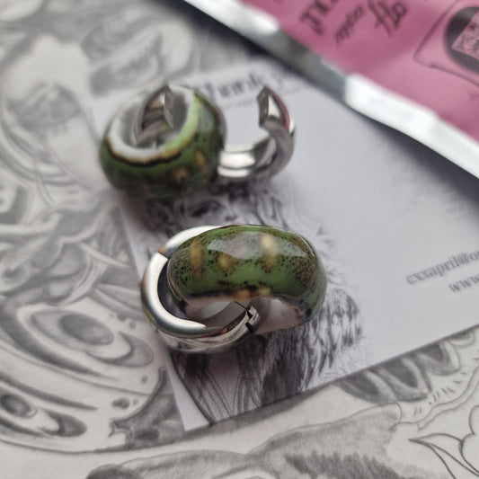 5MM 4G Green Silver Ear Weights Organic Plugs Gauges Earrings Alternative Jewelry | CXAPRIL