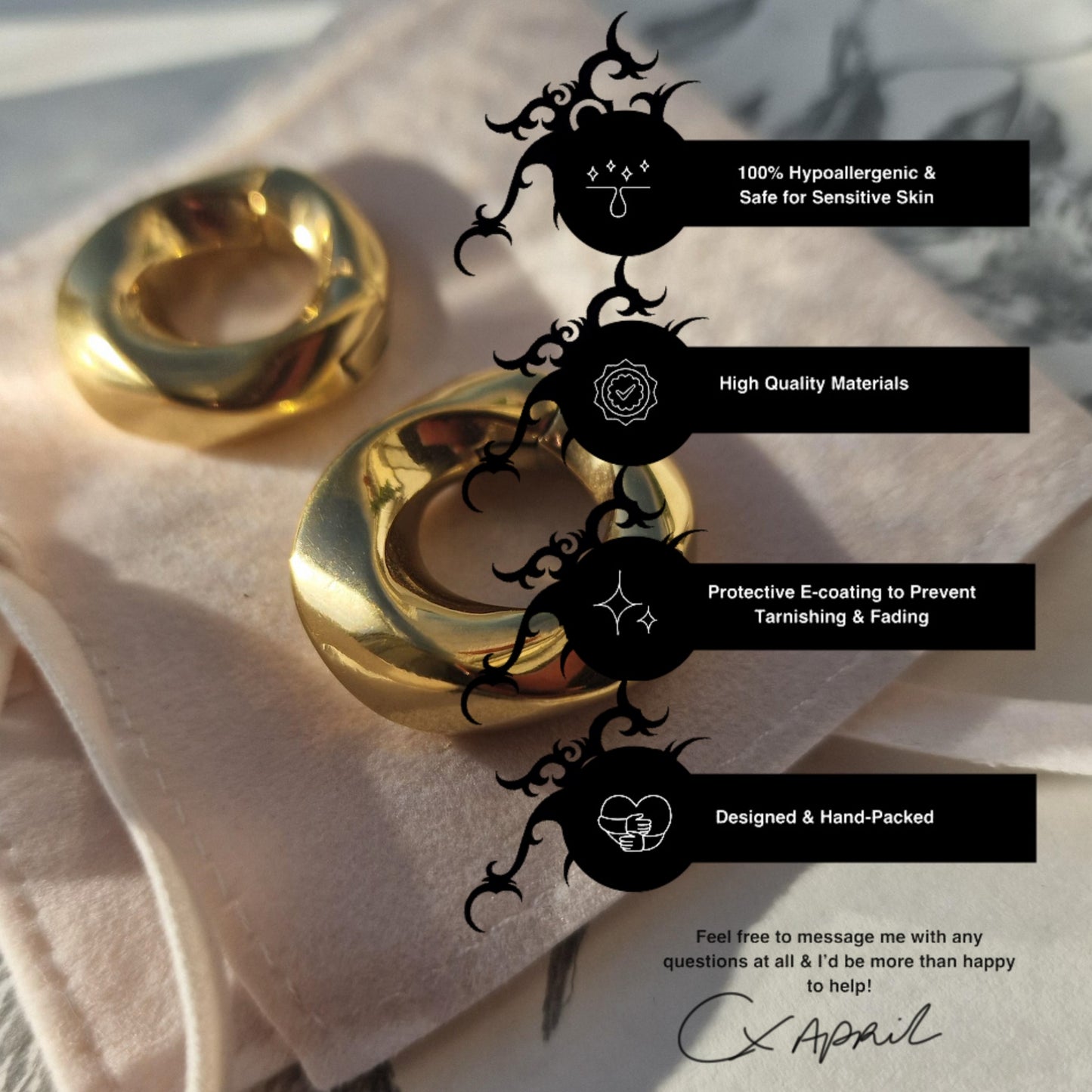 6MM Classic Chunky Twist Ear Weights | Gold Ear Weight Hangers | stretched lobes