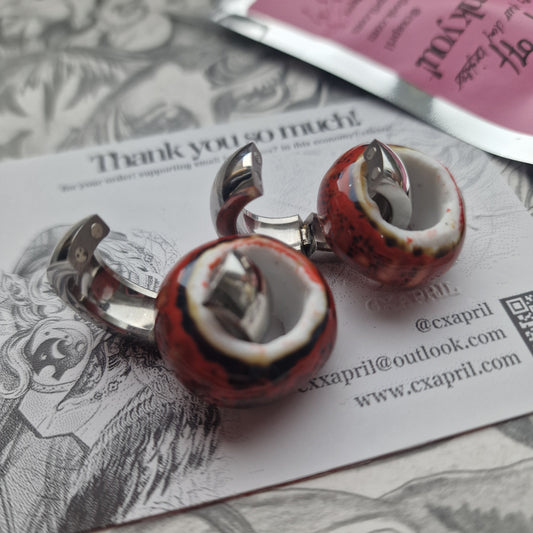 5MM 4G Silver Red Ear Weights Organic Plugs Gauges Earrings Alternative Jewelry | CXAPRIL